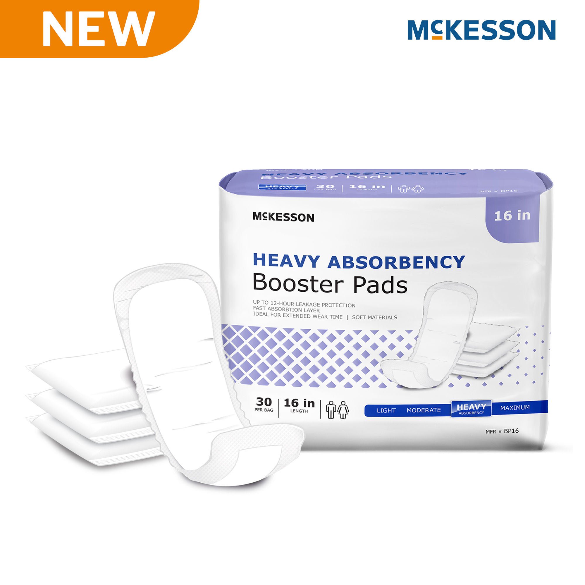 McKesson Brand - BP16 Booster Pad McKesson 16 Inch Length Heavy Absorbency Fluff / Polymer Core One Size Fits Most