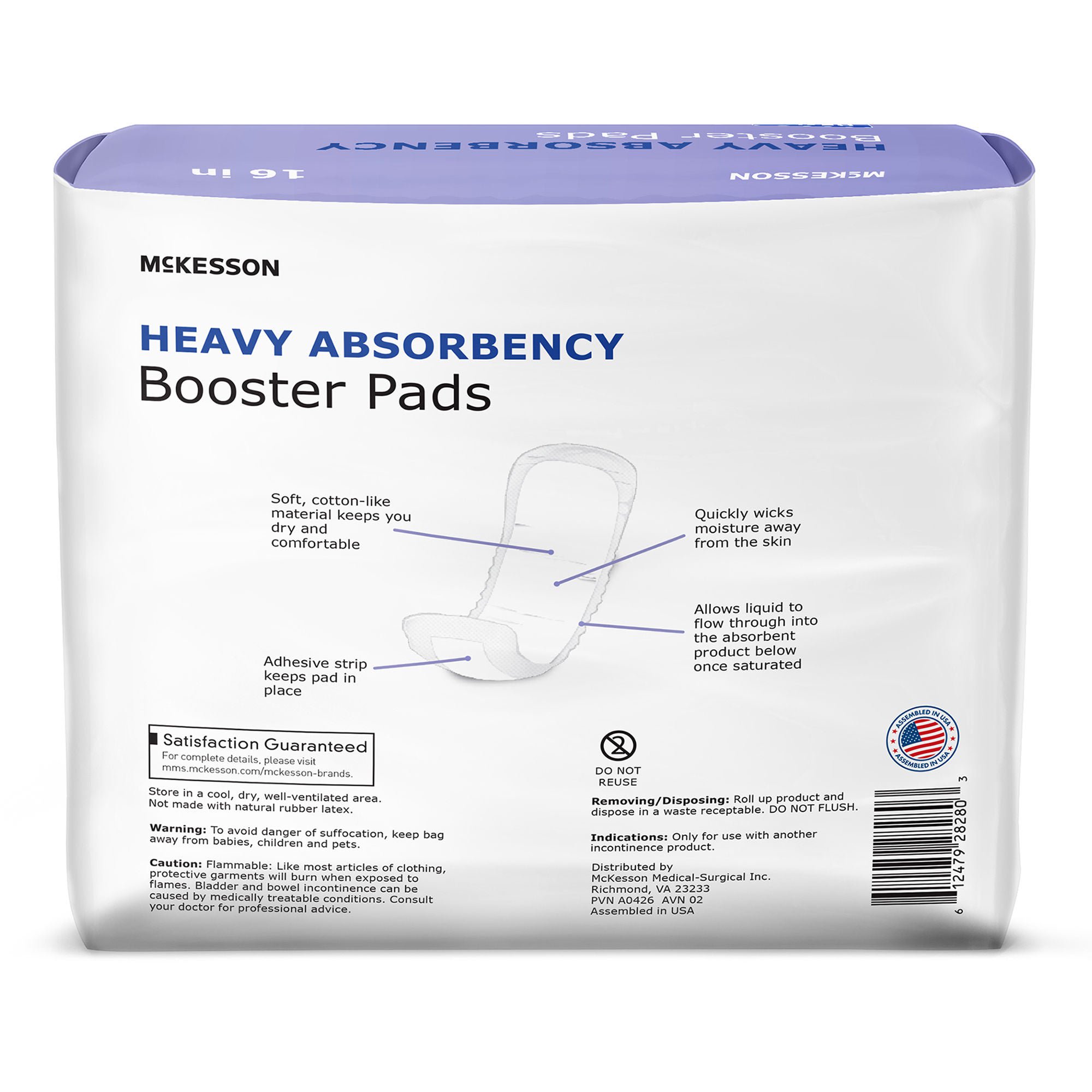 McKesson Brand - BP16 Booster Pad McKesson 16 Inch Length Heavy Absorbency Fluff / Polymer Core One Size Fits Most