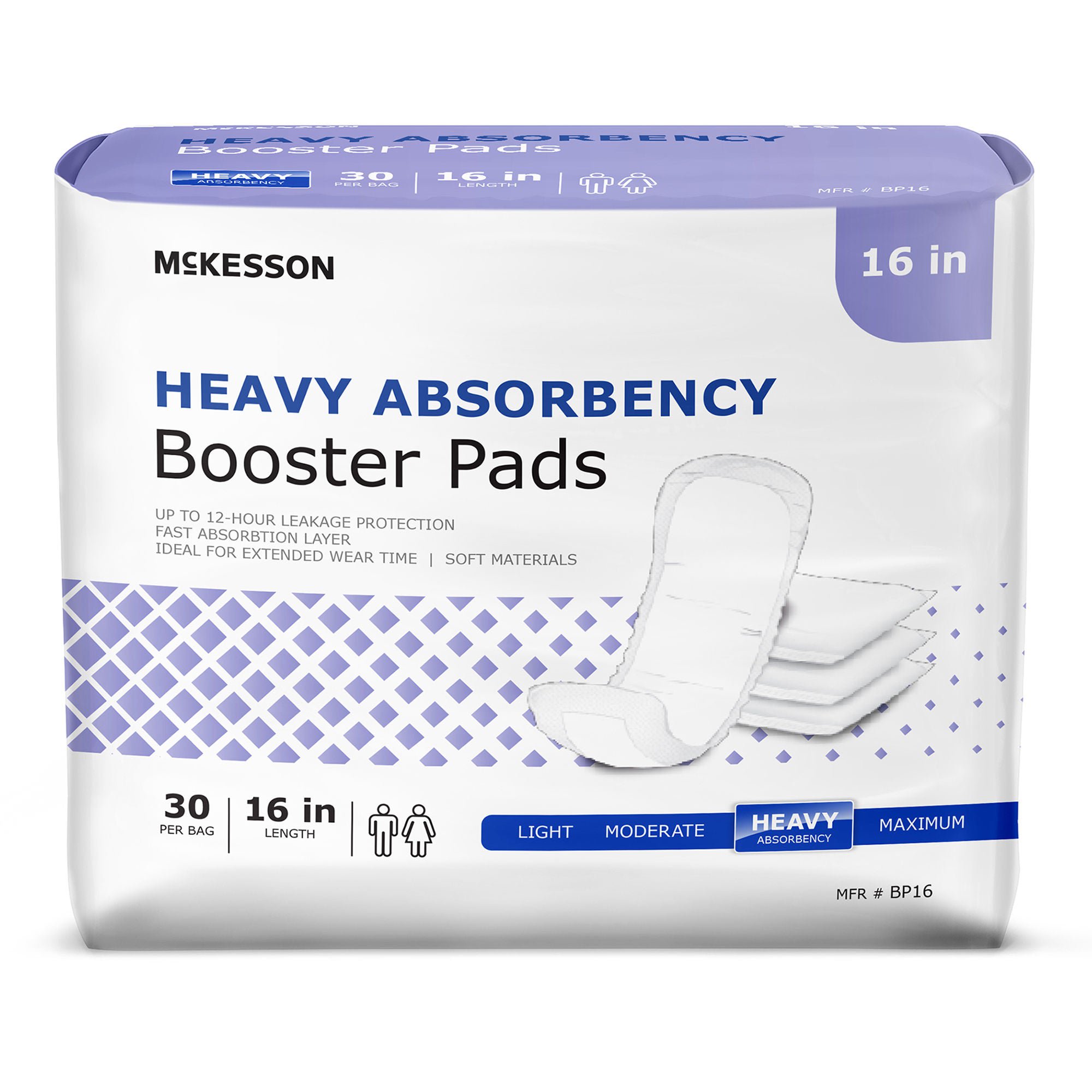 McKesson Brand - BP16 Booster Pad McKesson 16 Inch Length Heavy Absorbency Fluff / Polymer Core One Size Fits Most