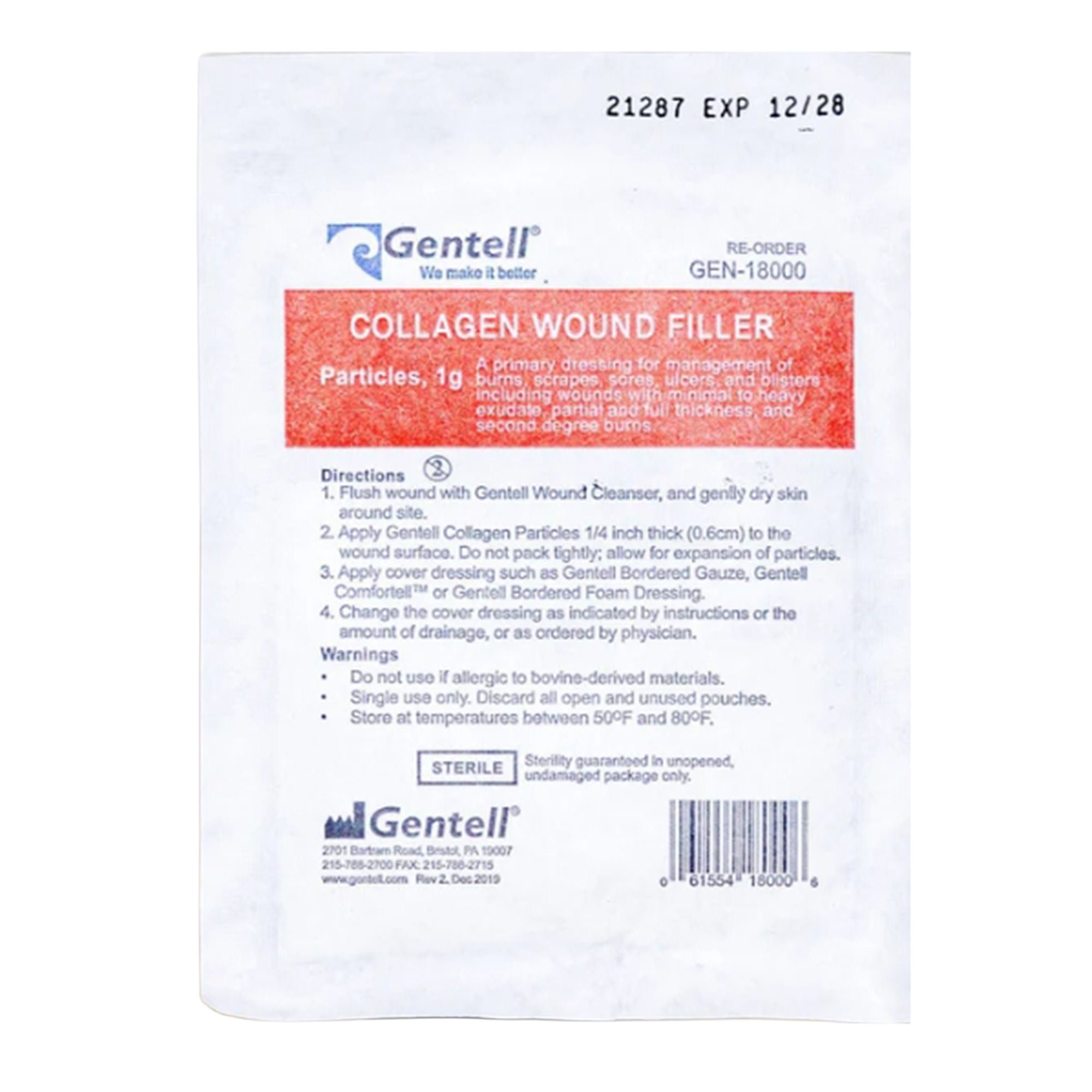 Gentell - GEN-18000 Collagen Particles Gentell® Sterile 1 Gram