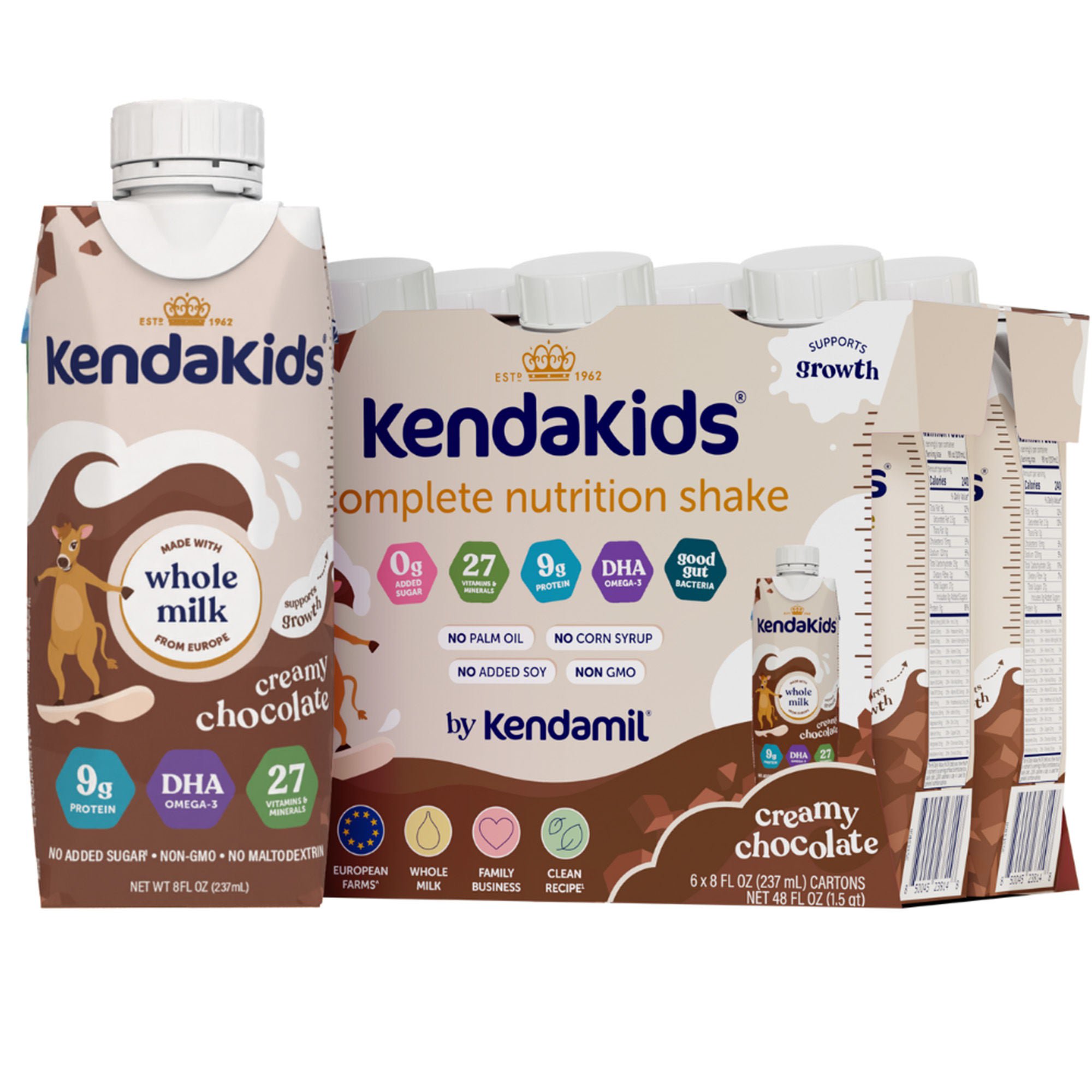 Kendal Nutricare USA LLC - 92000074 Pediatric Oral Supplement Kendakids® Vita-Boost Shake Creamy Chocolate Flavor 8 oz. Carton Liquid Vitamins / Minerals