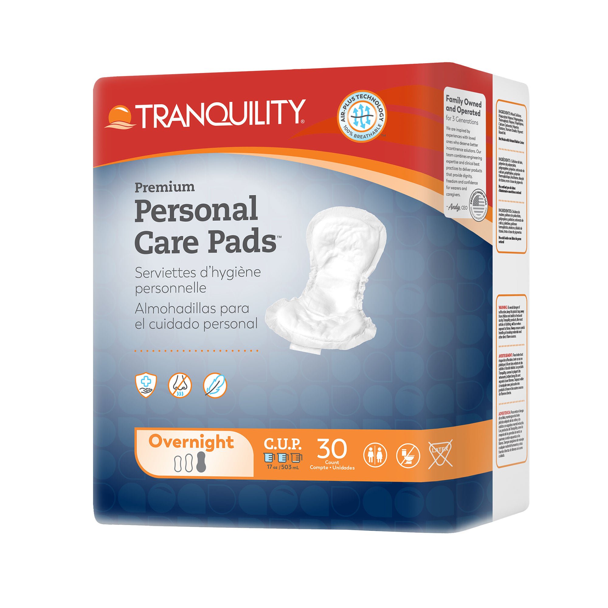 Principle Business Enterprises - 2482 Bladder Control Pad Tranquility® Premium Overnight 16 Inch Length Heavy Absorbency Super Absorbent Core One Size Fits Most