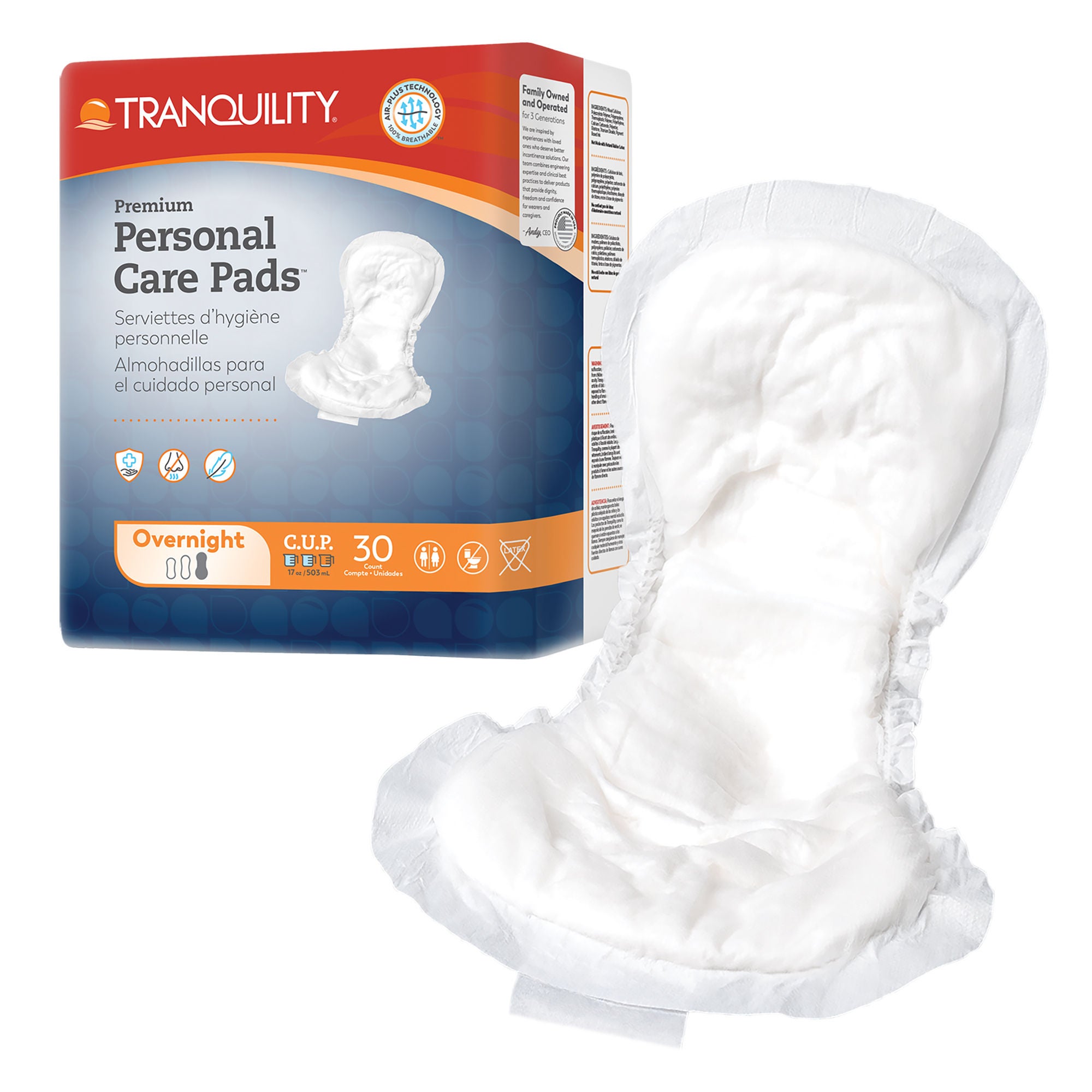 Principle Business Enterprises - 2482 Bladder Control Pad Tranquility® Premium Overnight 16 Inch Length Heavy Absorbency Super Absorbent Core One Size Fits Most