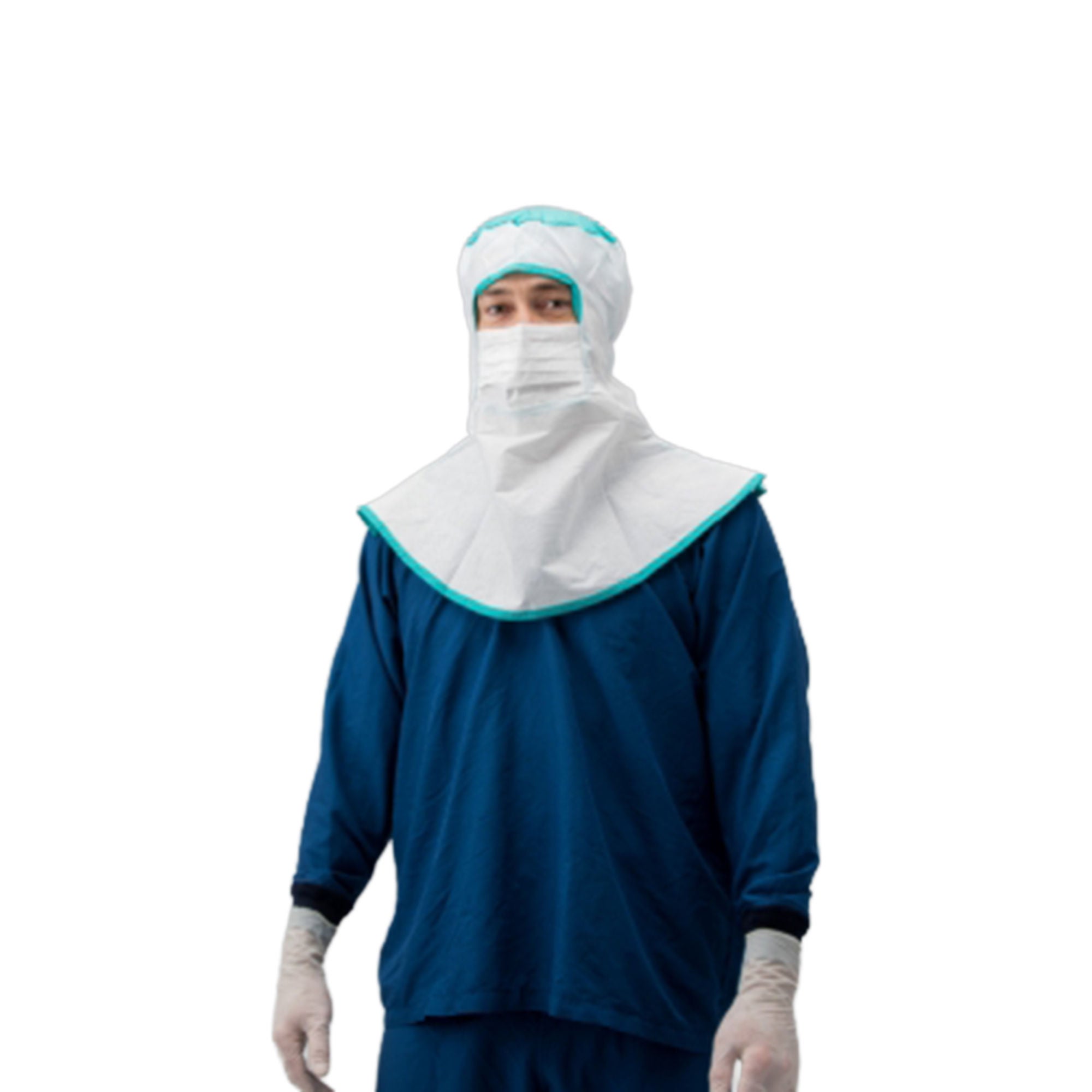 Veltek Associates - 1800P-HM-S-1825 Protective Hood with Mask Large / X-Large Green / White Pull On Closure