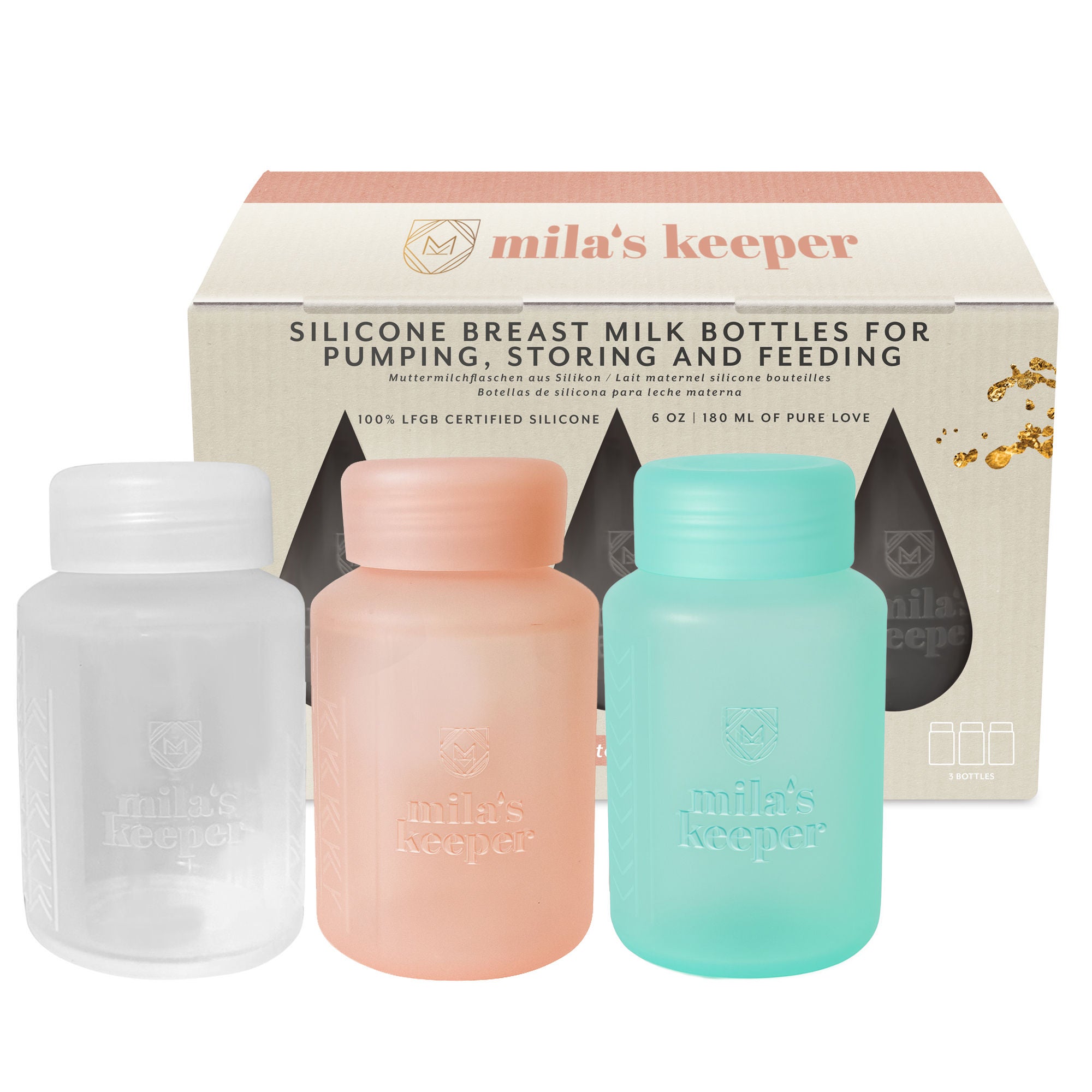 Mila's Keeper - SBMULTI1-C20 Breast Milk Storage Container with Standard Neck Mila's Keeper 6 oz. Silicone Multi-Color