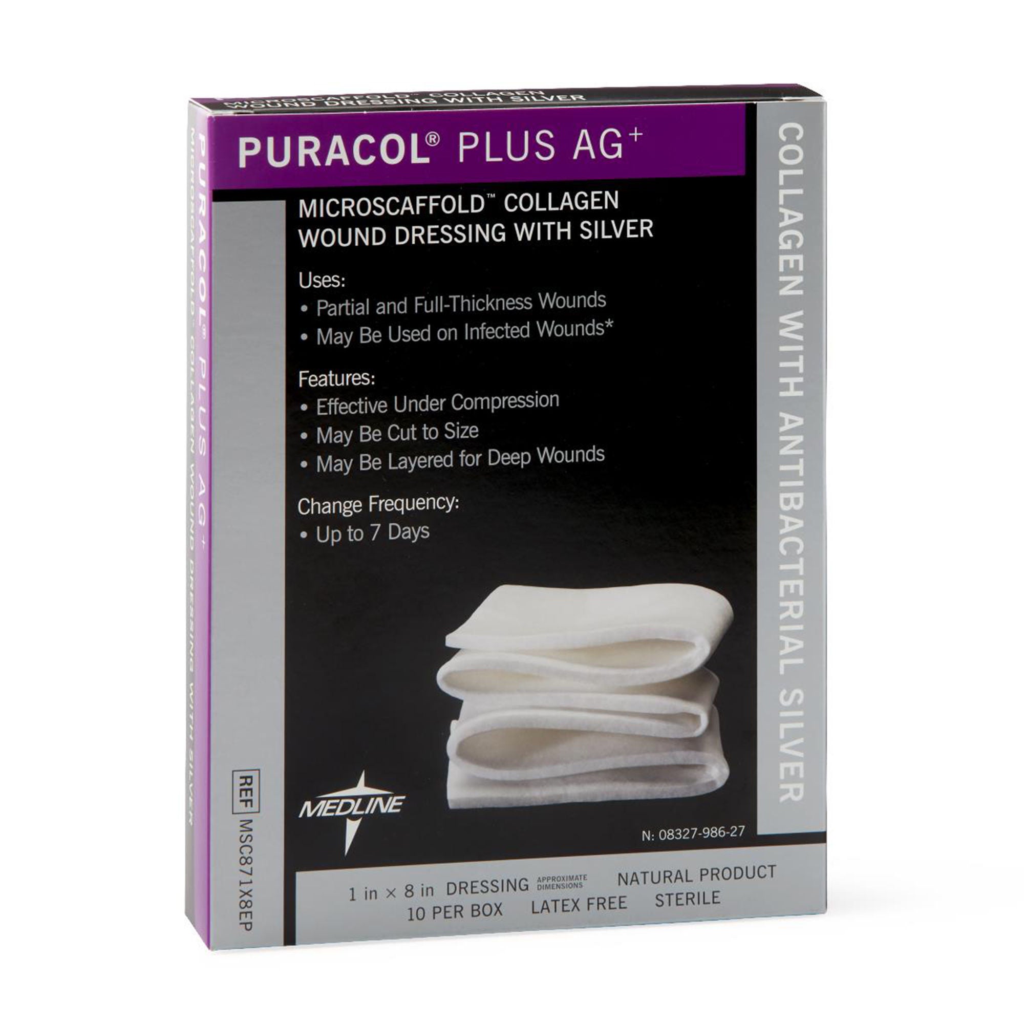 Medline - MSC871X8EP Silver Collagen Dressing Puracol® Plus AG+ Rope Sterile