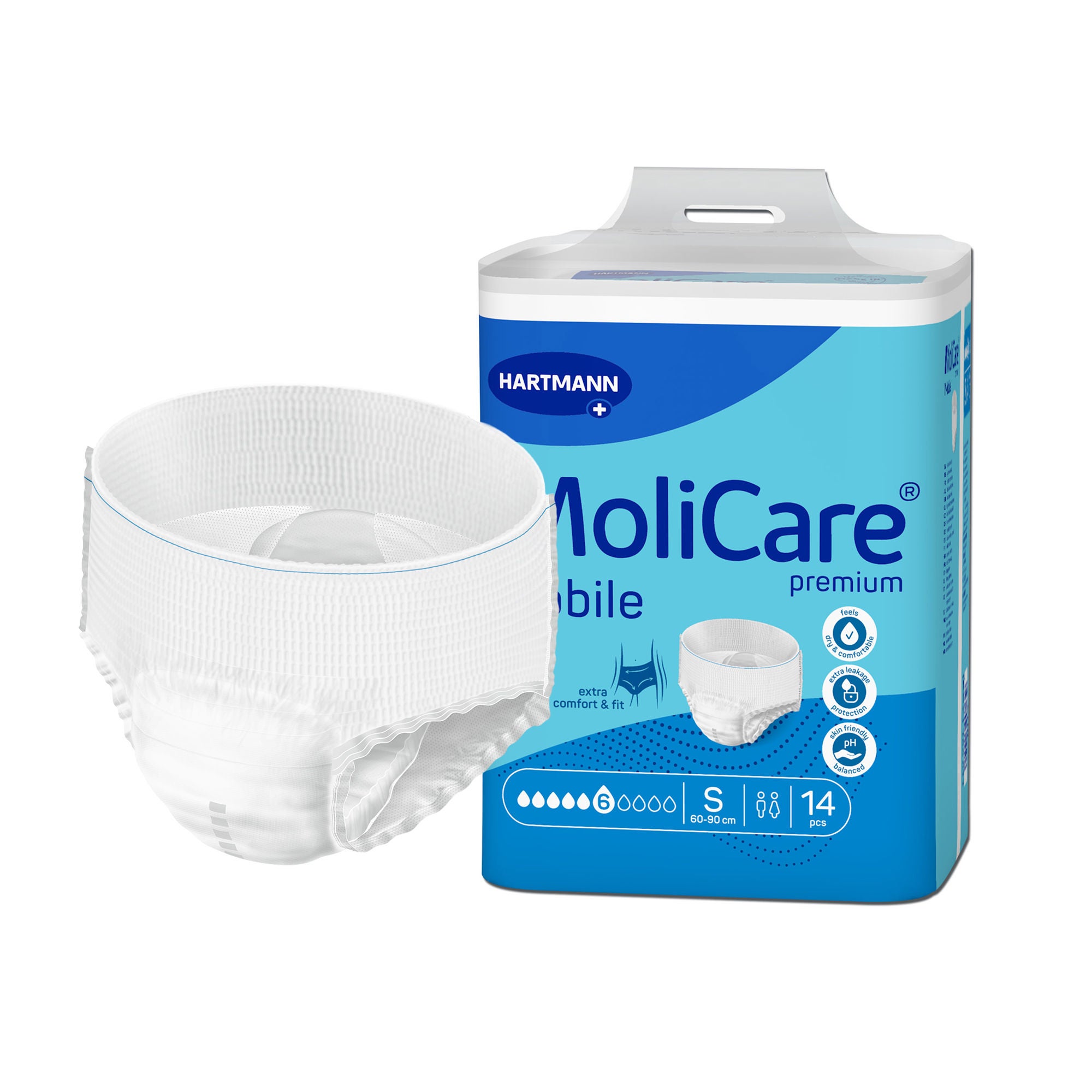 Hartmann - 166013 Absorbent Underwear MoliCare® premium Mobile Pull On with Tear Away Seams Adult Small Unisex Disposable Moderate Absorbency