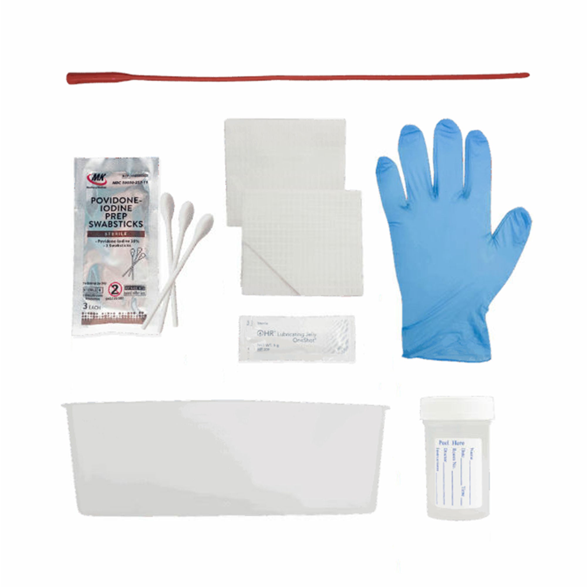 HR Healthcare - RTS14 Intermittent Catheter Tray TruCath® Straight Tip 14 Fr. Without Balloon Red Rubber