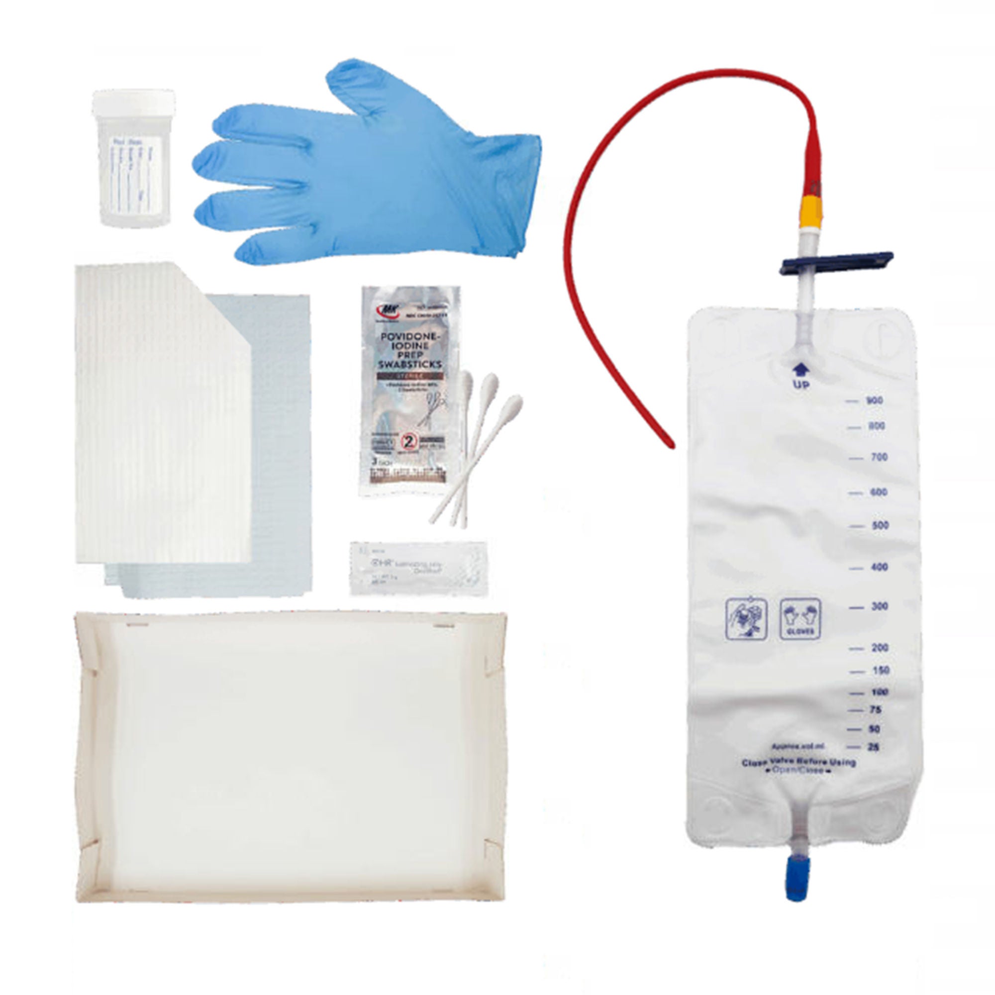 HR Healthcare - RTS14DB Intermittent Catheter Tray TruCath® Straight Tip 14 Fr. Without Balloon Red Rubber
