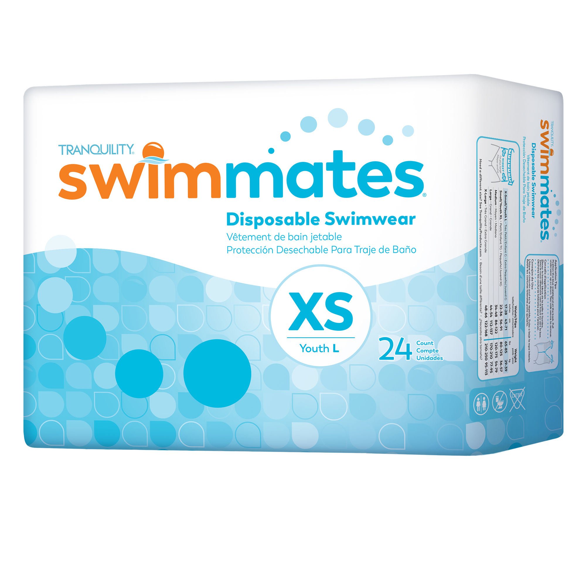 Principle Business Enterprises - 2843 Bowel Containment Swim Brief Tranquility® Swimmates™ Pull On with Tear Away Seams Adult X-Small Unisex Disposable Moderate Absorbency