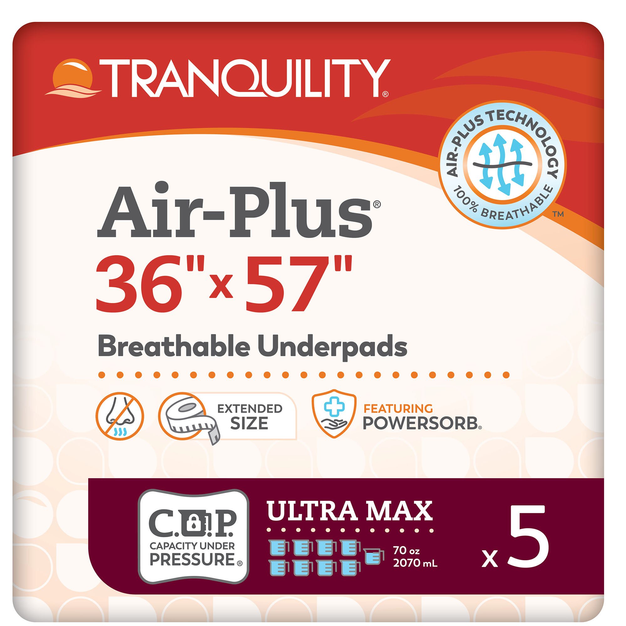 Principle Business Enterprises - 2721 Disposable Underpad Tranquility® Air-Plus™ Repositioning 36 X 57 Inch Powersorb® Material Heavy Absorbency