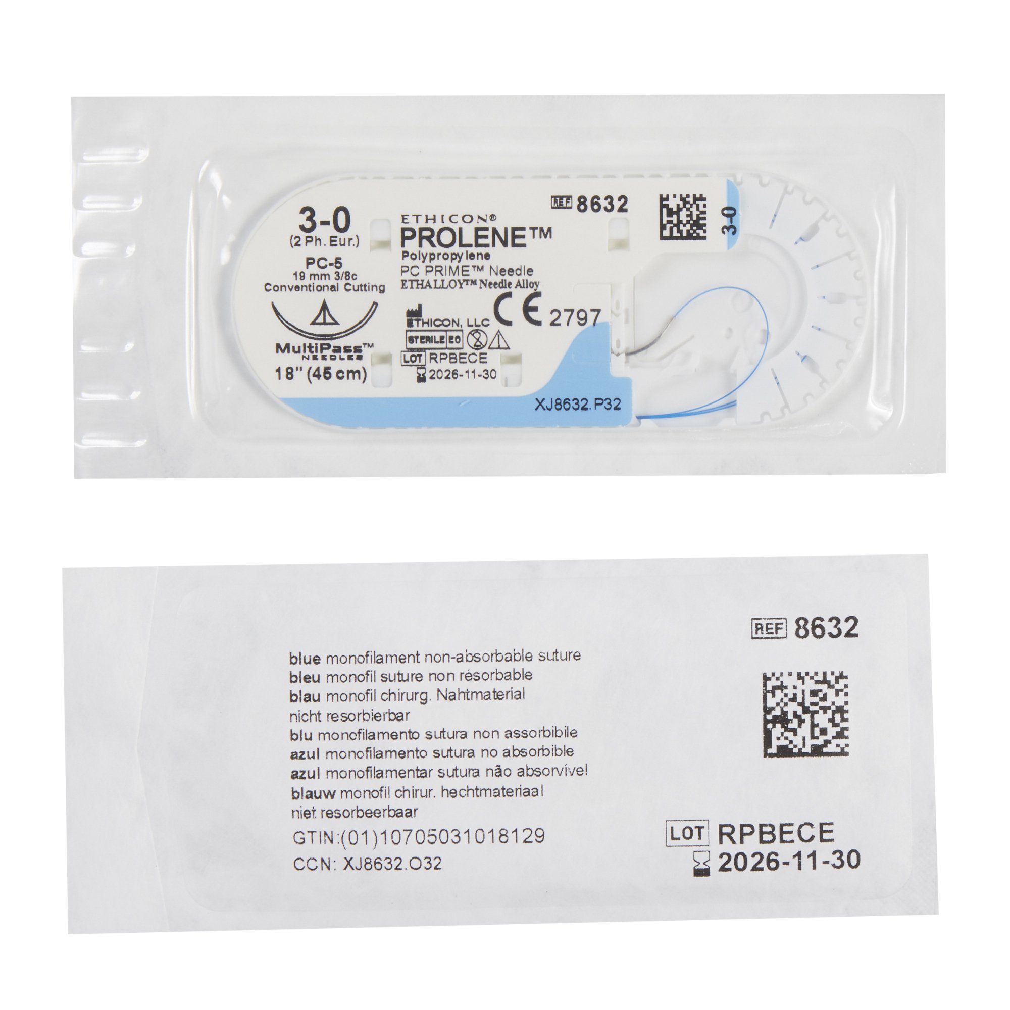 J & J Healthcare Systems 8632G - Prolene™ Suture with Needle - 12/Dozen, 12/Box
