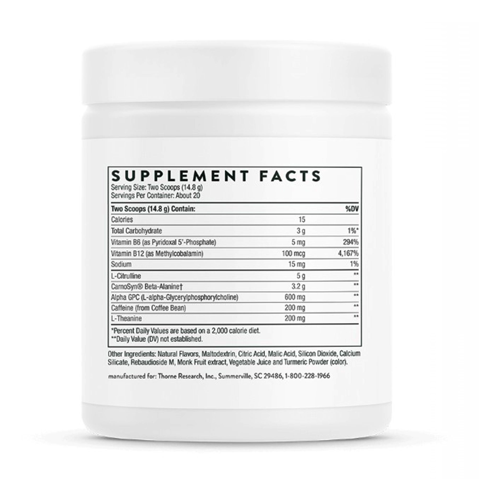 THORNE Advanced Pre-Workout Dietary Supplement SP689 by Thorne Research
