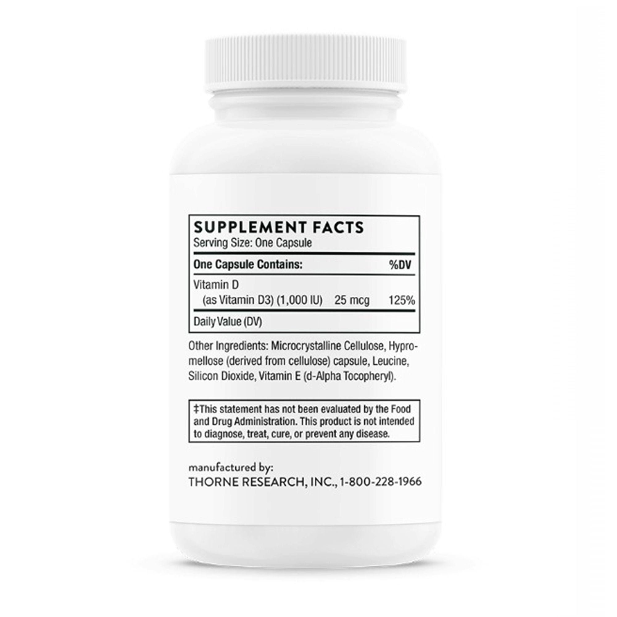 Thorne Vitamin D-1,000 Dietary Supplement D128 by Thorne Research