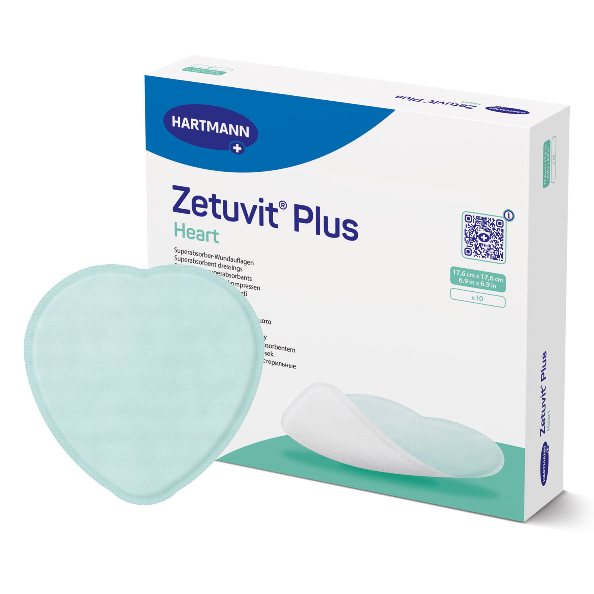 Hartmann - 413601 Super Absorbent Dressing Zetuvit® Plus Heart Shape 6-9/10 X 6-9/10 Inch Without Border Sterile