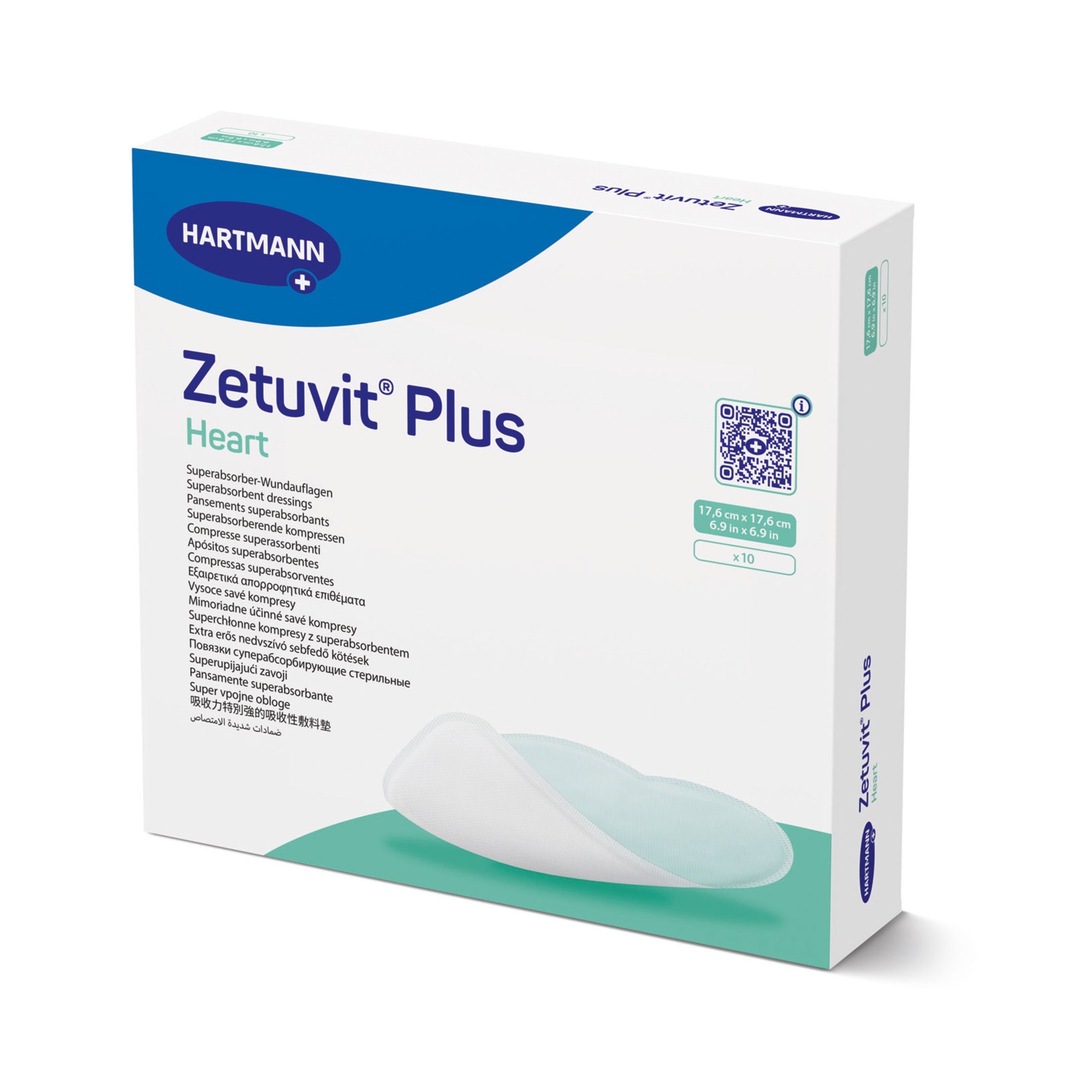 Hartmann - 413601 Super Absorbent Dressing Zetuvit® Plus Heart Shape 6-9/10 X 6-9/10 Inch Without Border Sterile