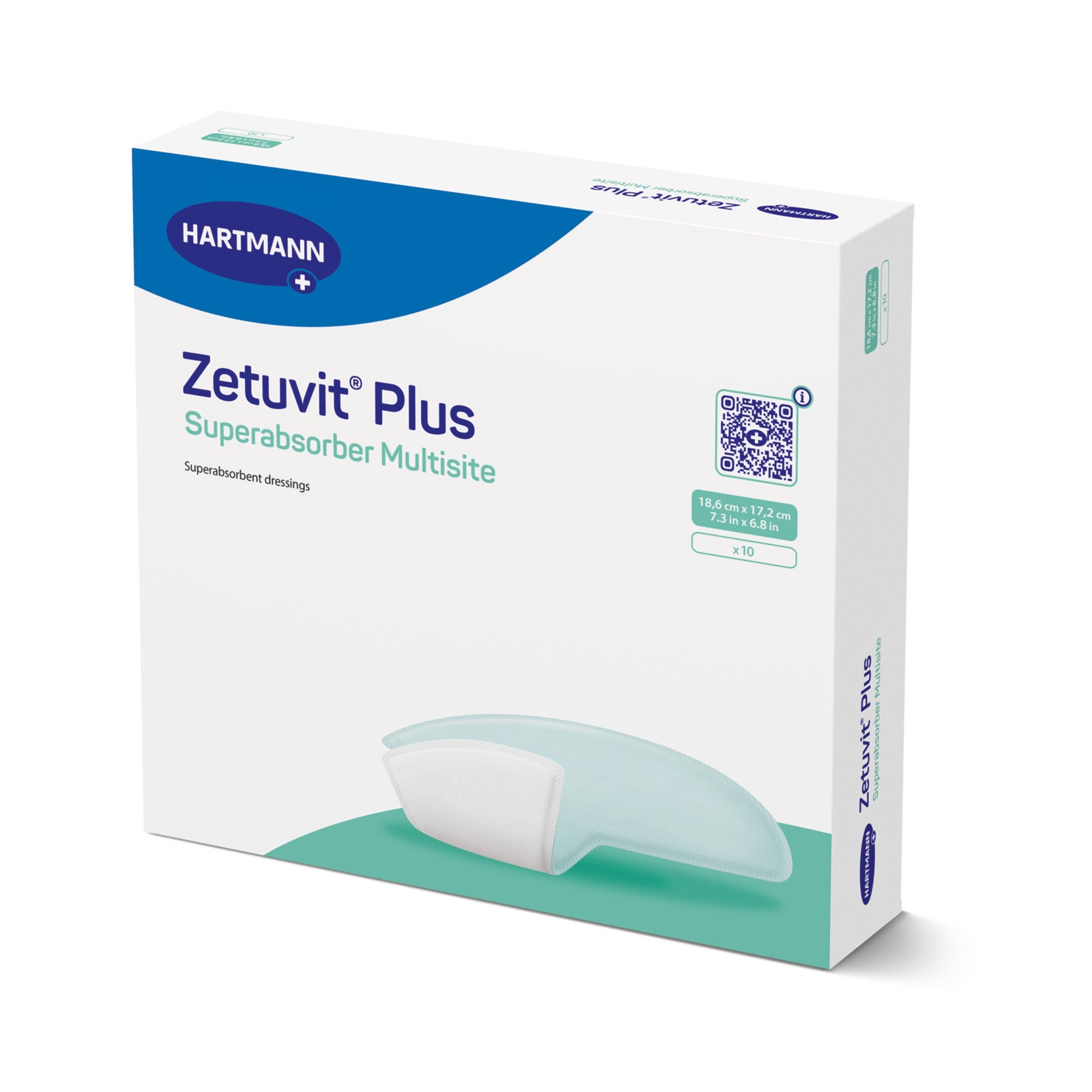 Hartmann - 413602 Super Absorbent Dressing Zetuvit® Plus Square 7.3 X 6.8 Inch Without Border Sterile