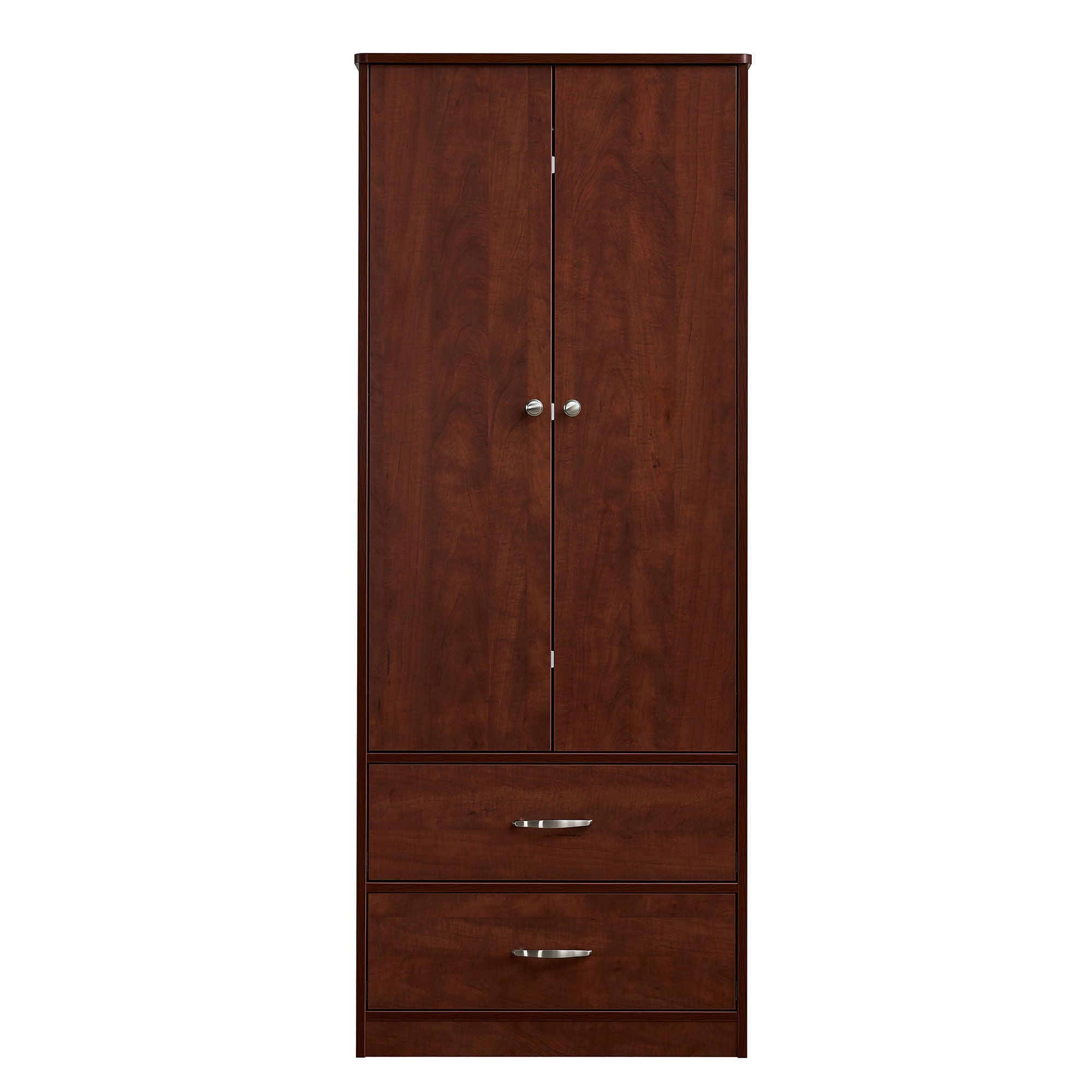 Medacure Inc - CC-WR2D2D-CH Wardrobe Contemporary Collection Cherry 30 X 23 X 76 Inch 2 Drawers Double Doors