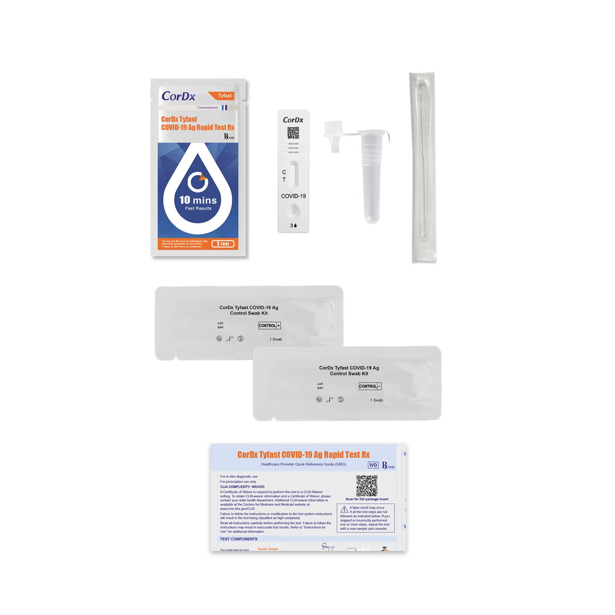 CorDx Inc - ACT21071CBN-25 Respiratory Test Kit CorDx Tyfast COVID-19 Ag Rapid Test Rx 25 Tests CLIA Waived