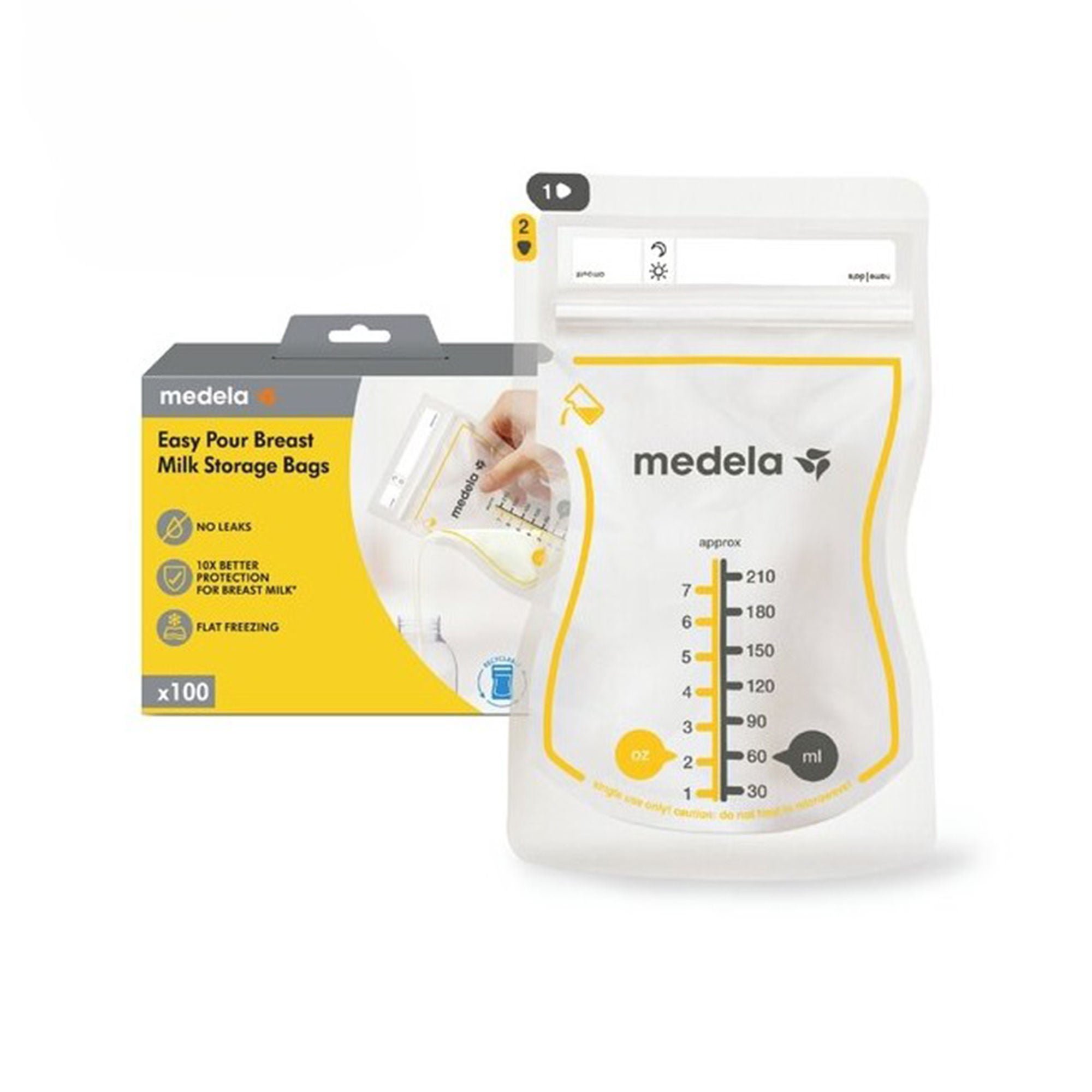 Medela - 101046332 Breast Milk Storage Bag Medela Easy Pour 7 oz. Plastic Clear