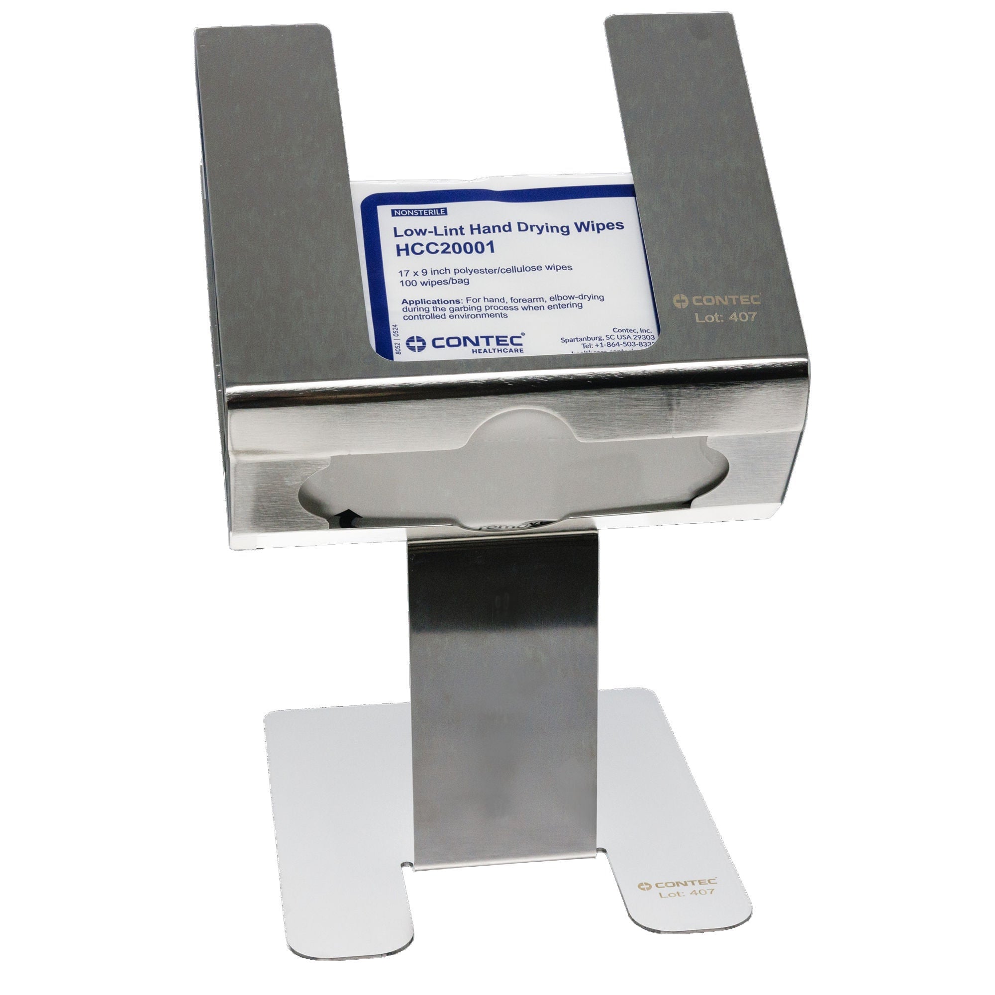 Contec Inc - 9451DW Wipe Dispenser Contec Silver Stainless Steel Manual Wall / Freestanding