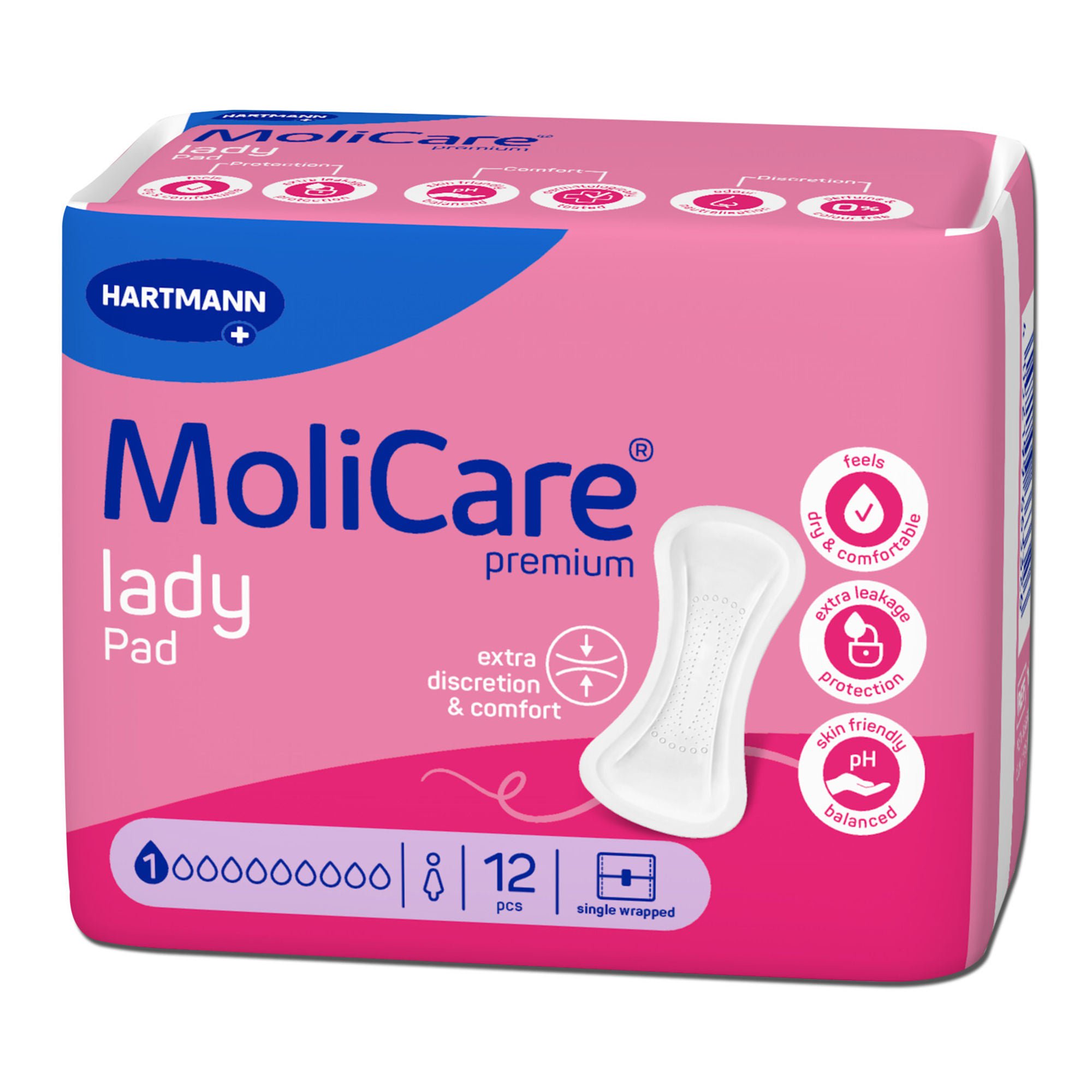 Hartmann - 168035 Bladder Control Pad MoliCare® Premium Lady Pads 3 X 8-1/2 Inch Light Absorbency Polymer Core One Size Fits Most