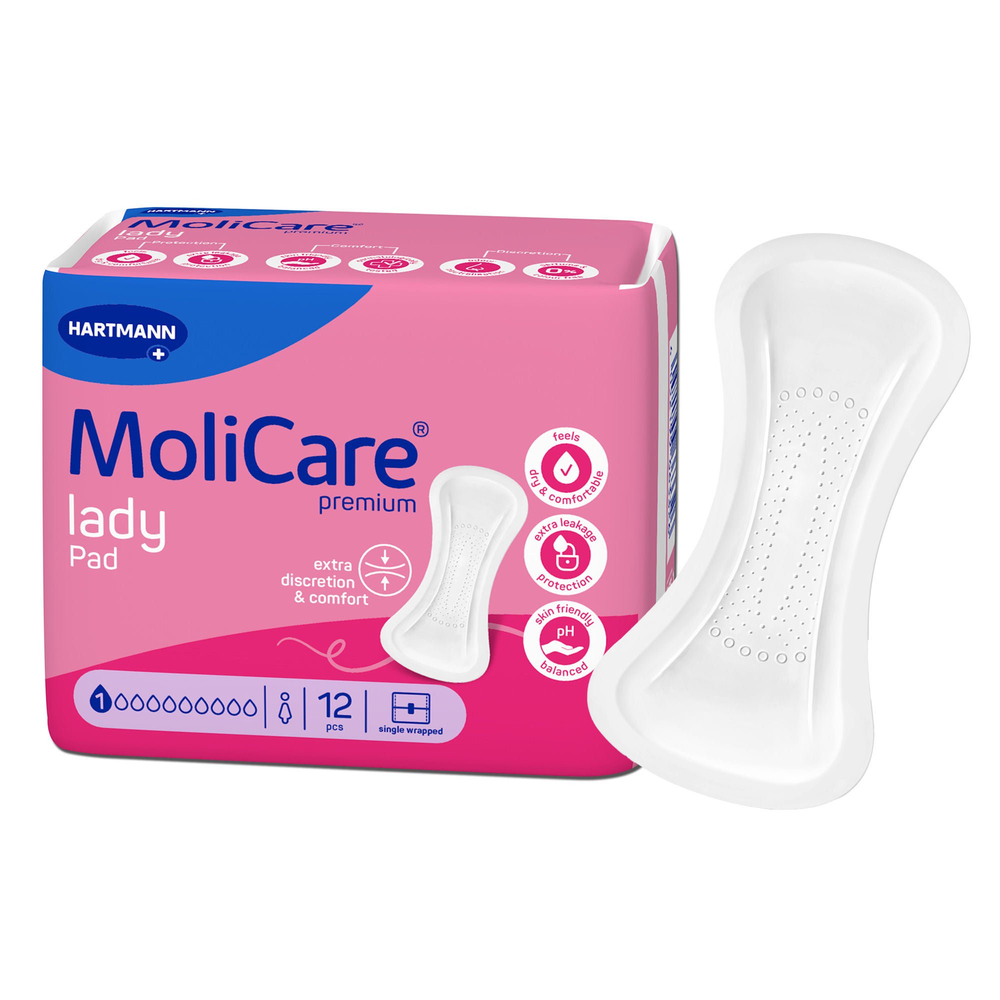 Hartmann - 168035 Bladder Control Pad MoliCare® Premium Lady Pads 3 X 8-1/2 Inch Light Absorbency Polymer Core One Size Fits Most