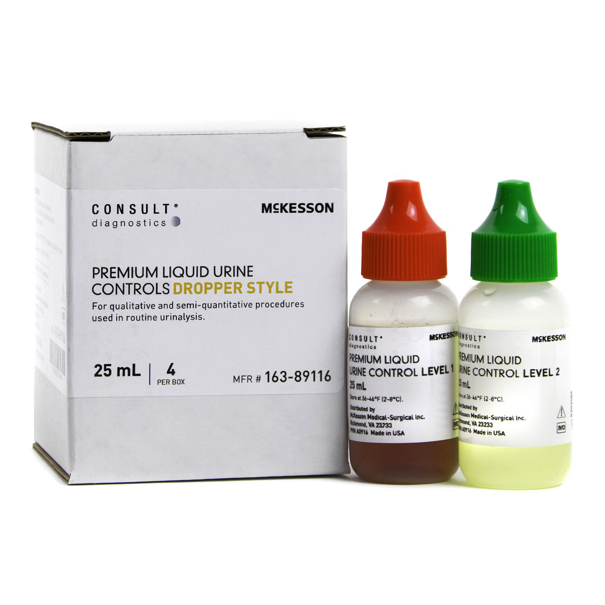 McKesson Brand - K-89116 Urine Chemistry Control Set McKesson Consult™ Analyte Testing Positive Level / Negative Level 2 Level 1 (Abnormal) 25 mL Bottles, 2 Level 2 (Normal with hCG) 25 mL Bottles