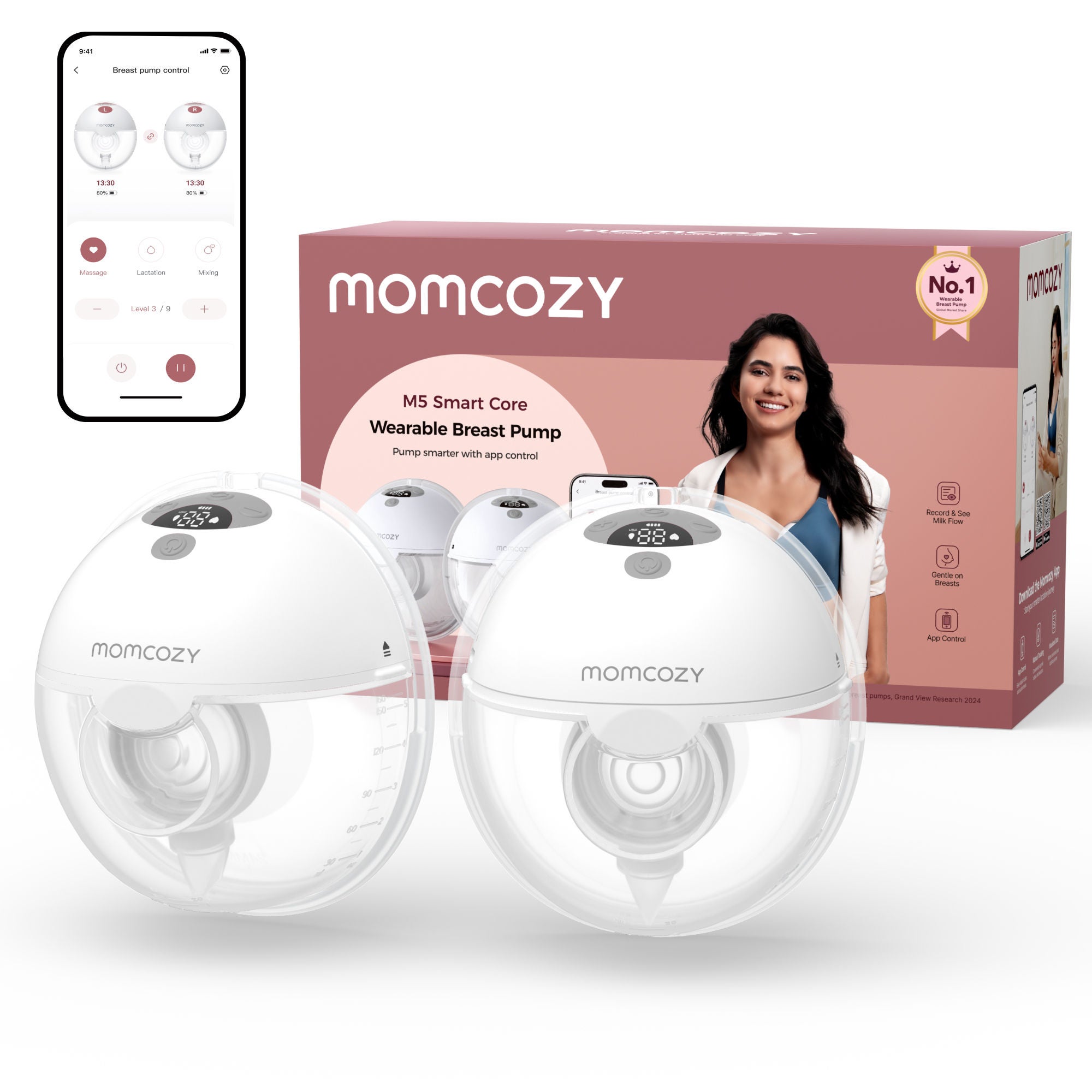 Root Technology Ltd - BP380-GR71000B10101-A Wearable Double Electric Breast Pump Momcozy M5 Smart Core