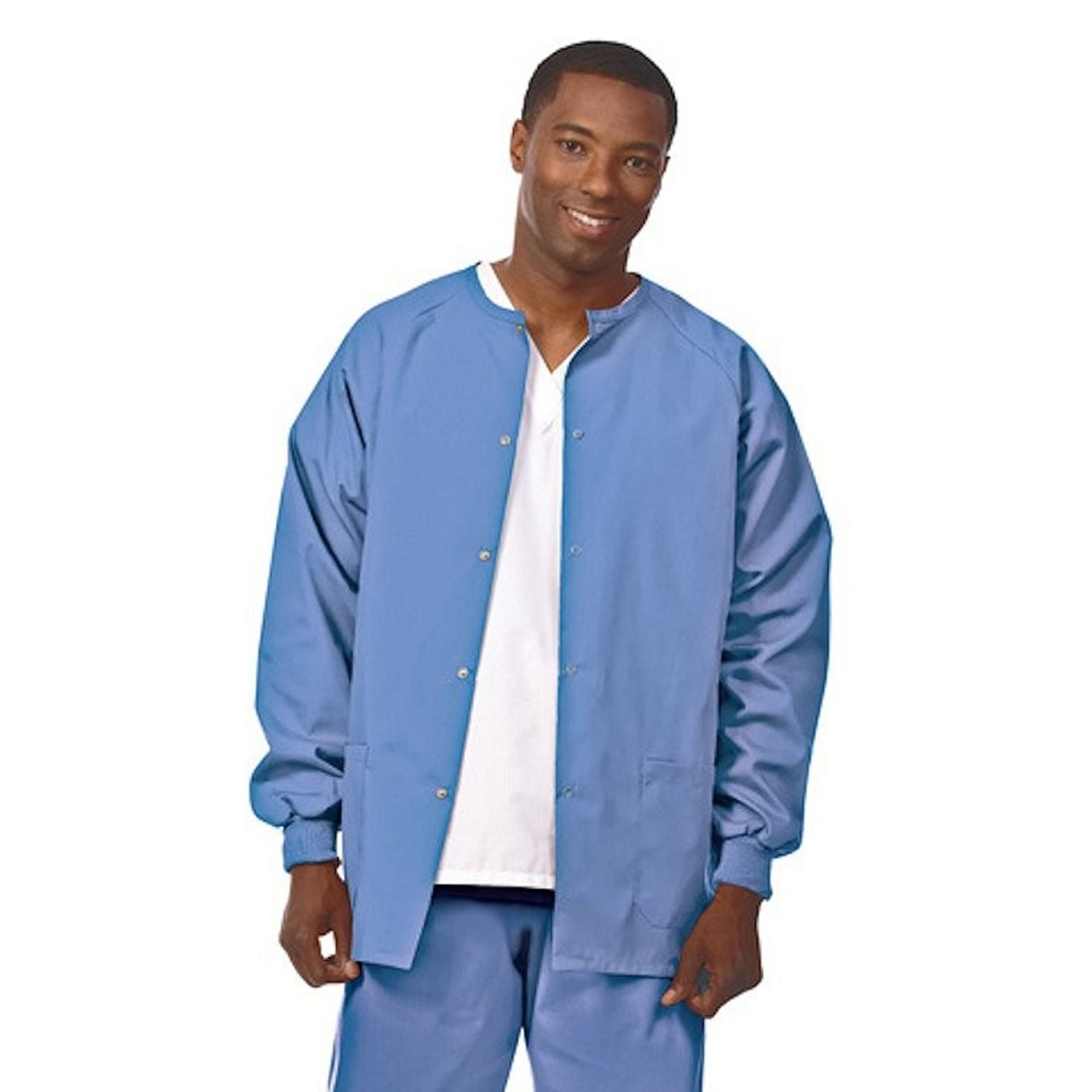 Fashion Seal Uniforms - 6722-L Warm-Up Jacket Ceil Blue Large Hip Length 45% Polyester / 55% Cotton Reusable
