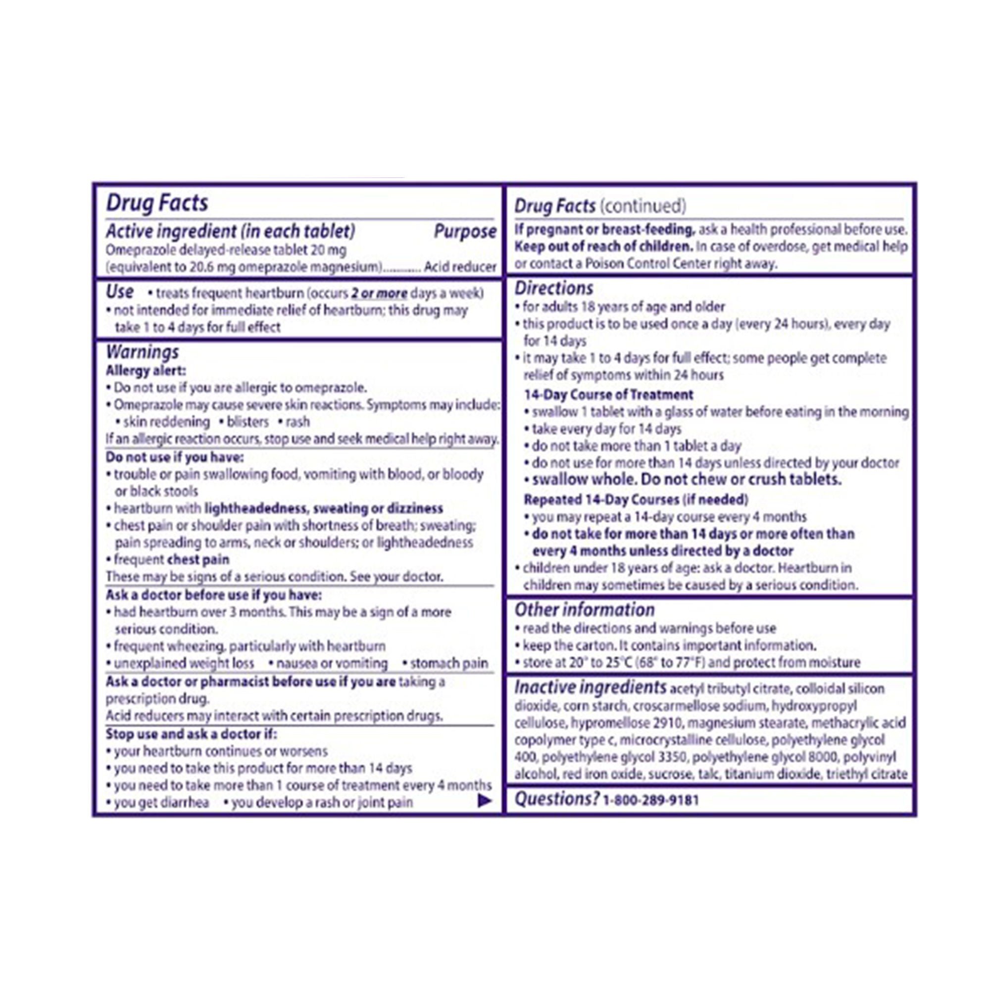 Procter & Gamble - 03077220290 Antacid Prilosec OTC® 20 mg Tablets 28 Tablets