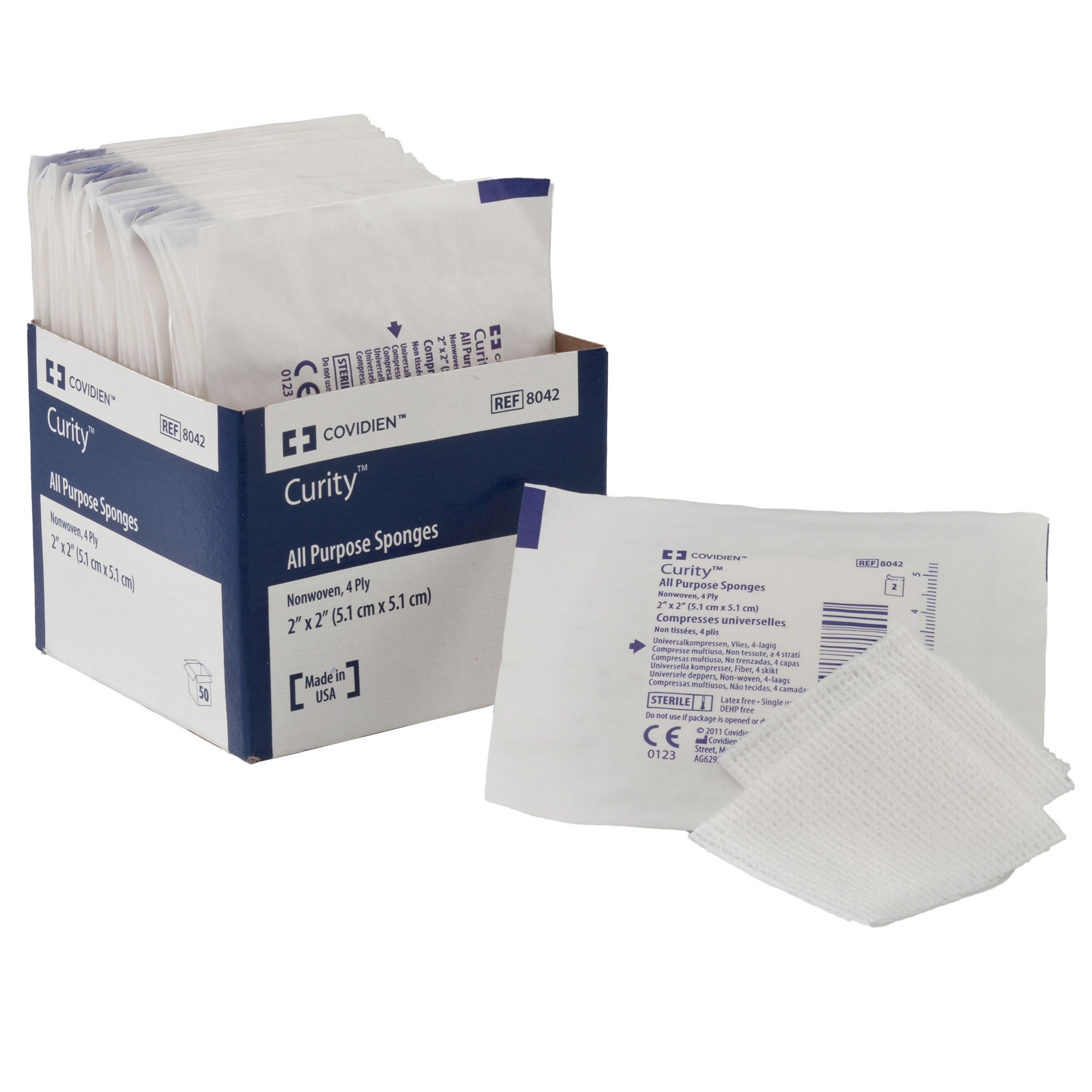 Cardinal - 8043 Gauze Sponge Curity™ 3 X 3 Inch 4-Ply Sterile High Absorbency 2 per Pack