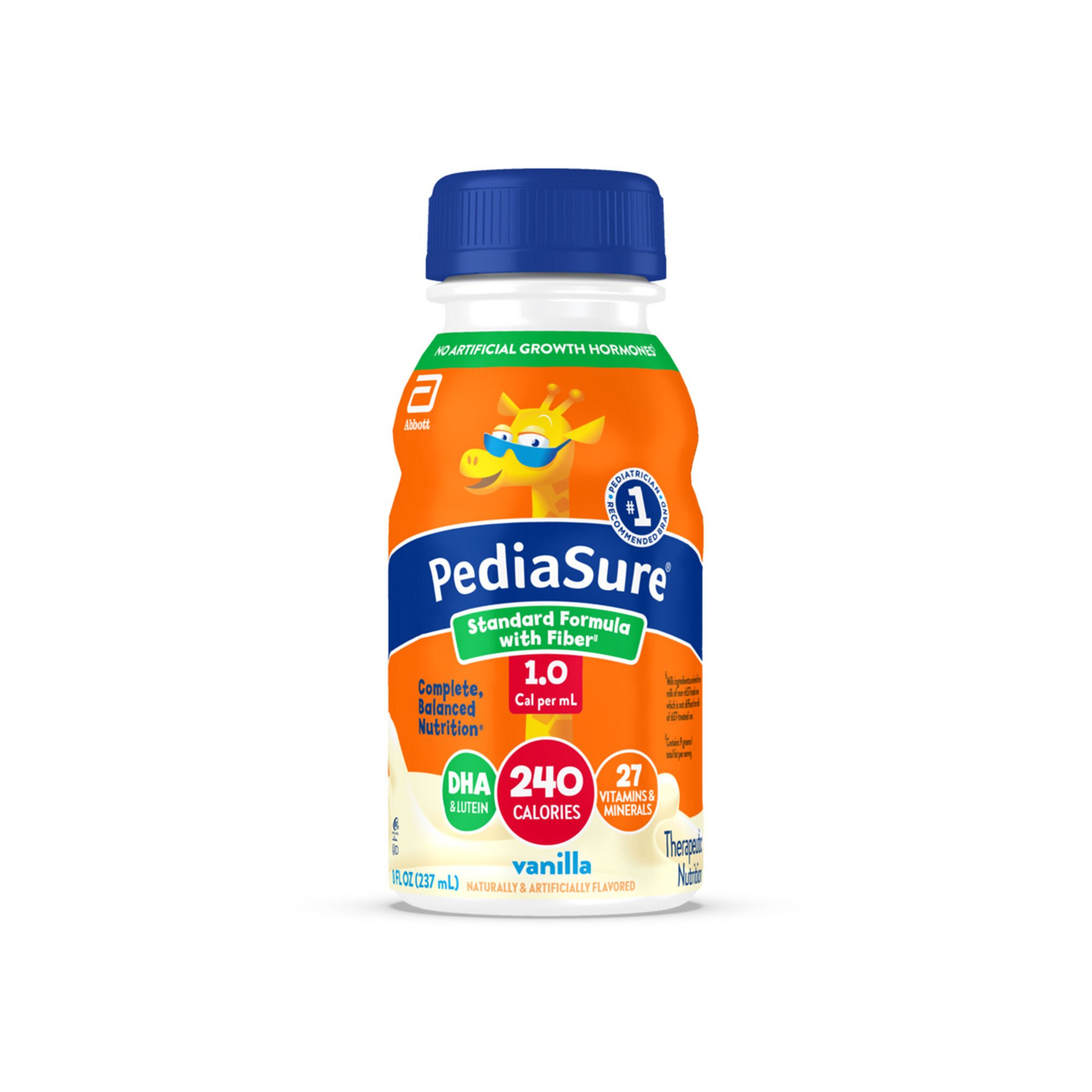 Abbott Nutrition - 69189 Pediatric Tube Feeding Formula PediaSure® Standard Formula with Fiber 1.0 Cal Vanilla Flavor 8 oz. Bottle Liquid Fiber
