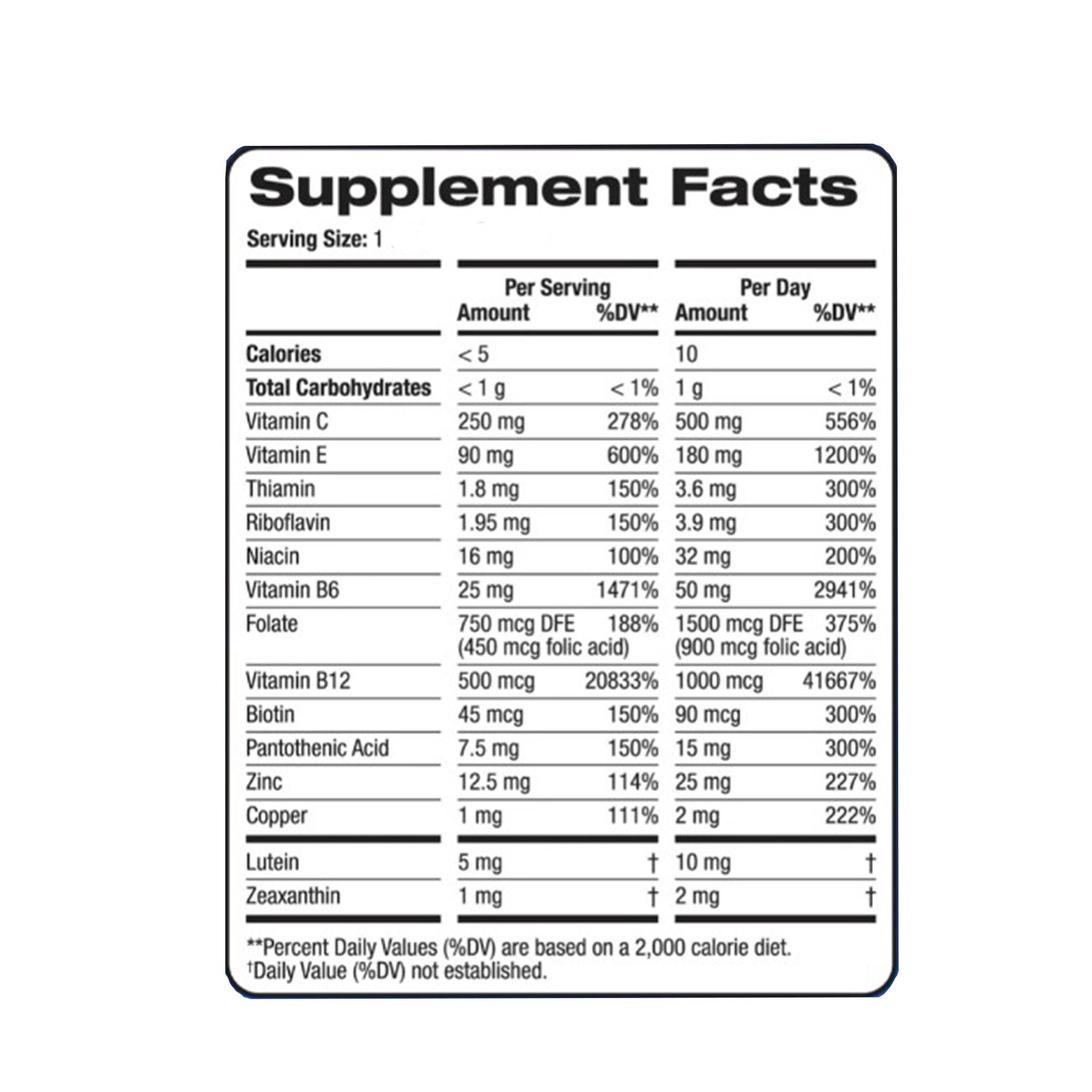 Bausch & Lomb Americas Inc - 24208074362 Eye Vitamin Supplement PreserVision® Areds 3 Ascorbic Acid / Thiamin / Vitamin A / Vitamin B6 / Vitamini B12 / Vitamin E 450 mcg Soft Gel 120 Soft Gel
