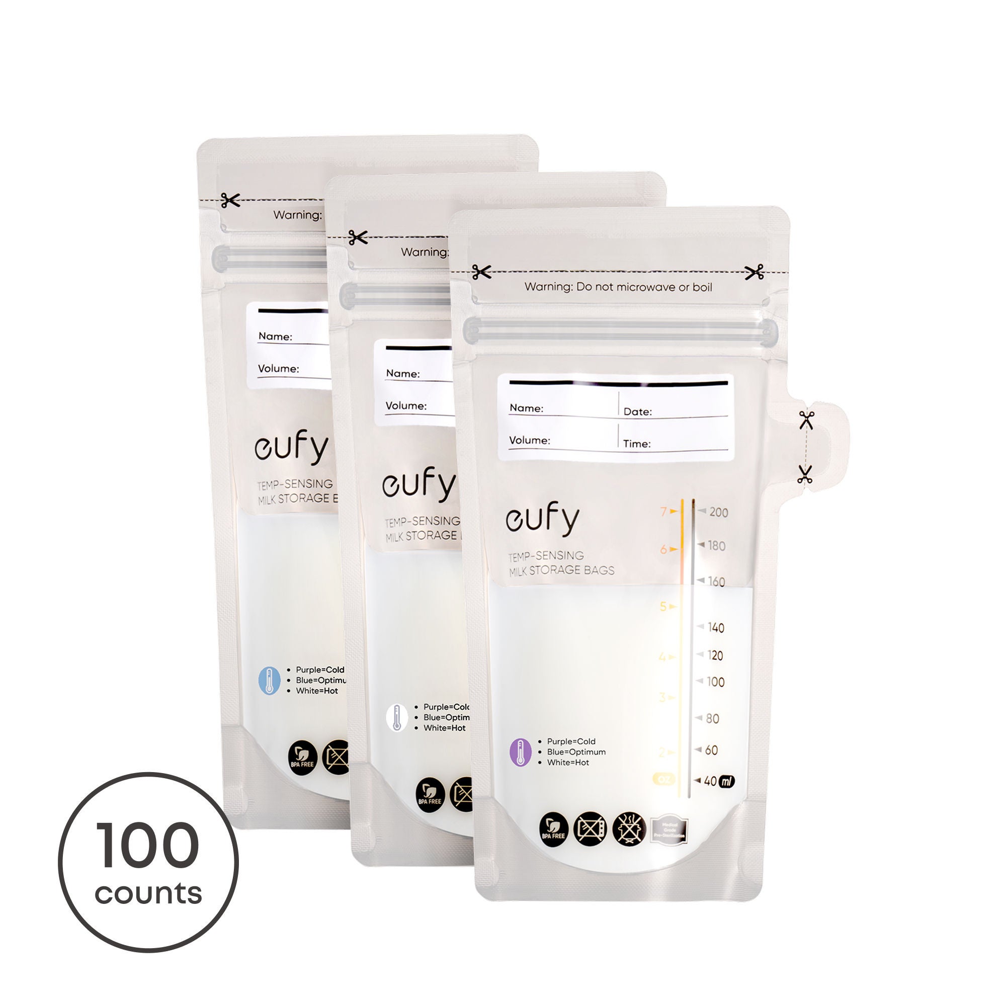 Fantasia Trading LLC - T6060121-80-91 Breast Milk Storage Bag eufy 7 oz. BPA-free, BPS-free Material Clear
