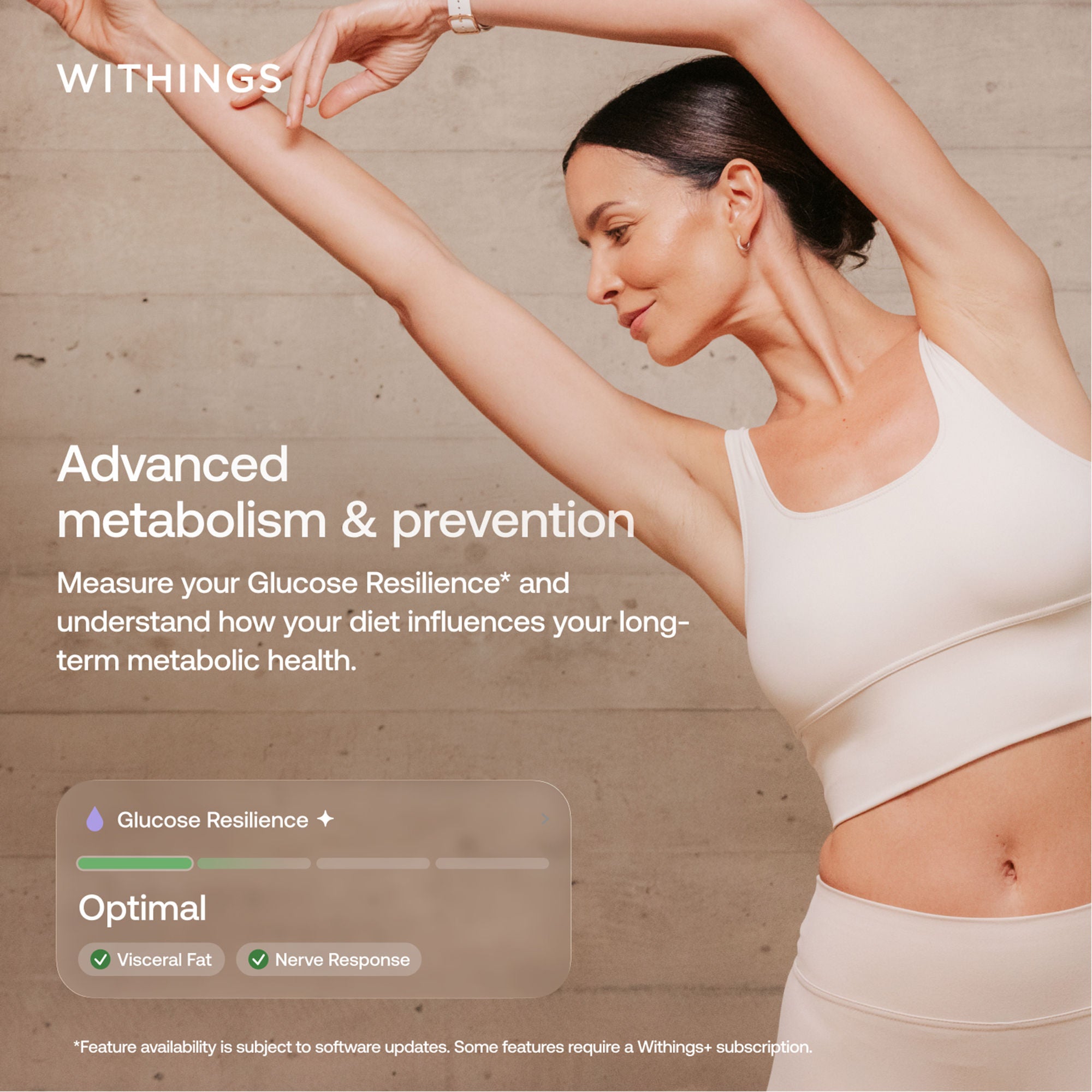 Withings Inc - WBS15-WHITE-ALL-INT Body Composition Analyzer Stand On Whithings Digital Display 440 lbs Weight Capacity White Battery Operated