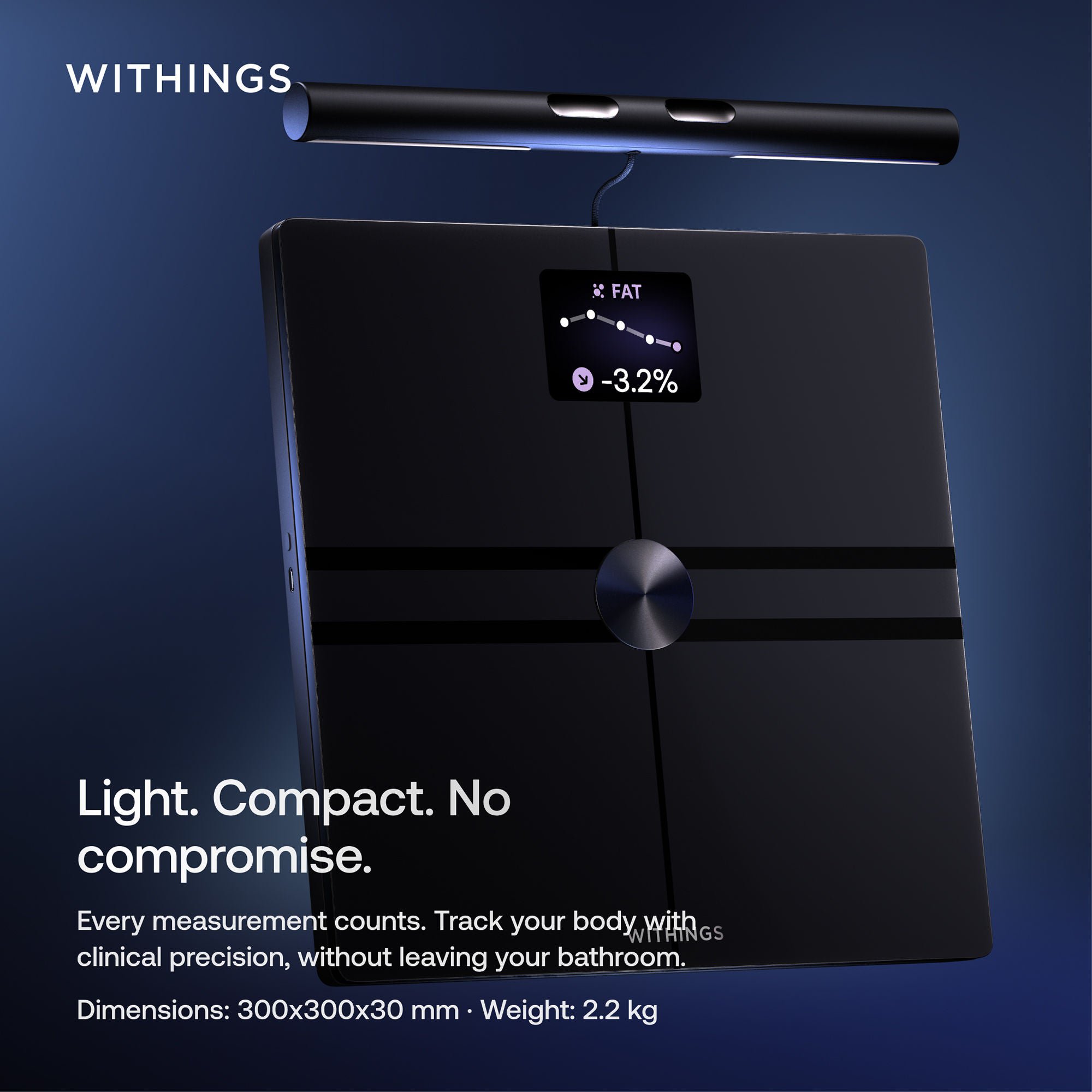 Withings Inc - WBS16-BLACK-ALL-INT Weight and Body Composition Stand On BodyFit LCD Display 400 lbs. Weight Capacity Black Battery Operated