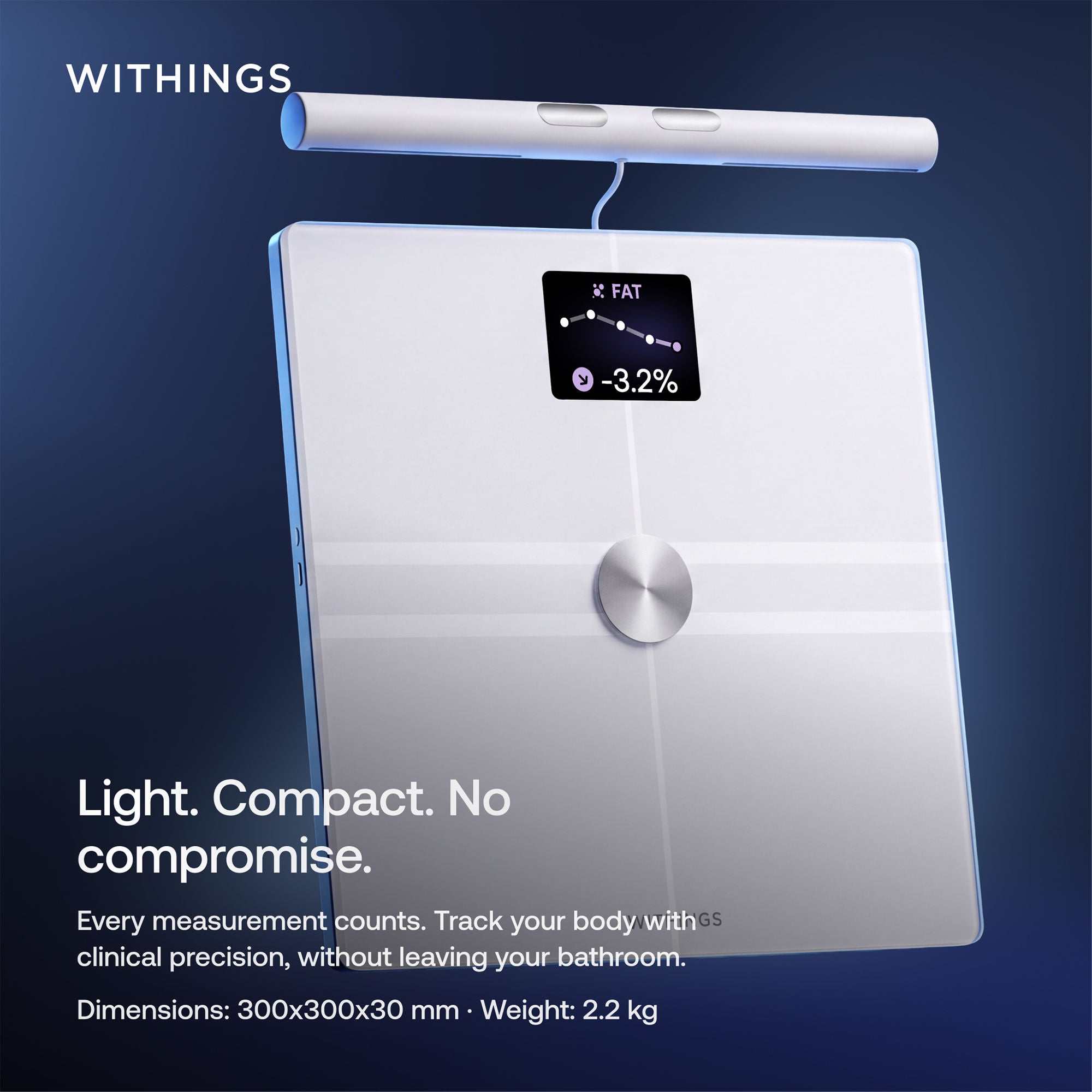 Withings Inc - WBS16-WHITE-ALL-INT Weight and Body Composition Stand On BodyFit LCD Display 400 lbs. Weight Capacity White Battery Operated