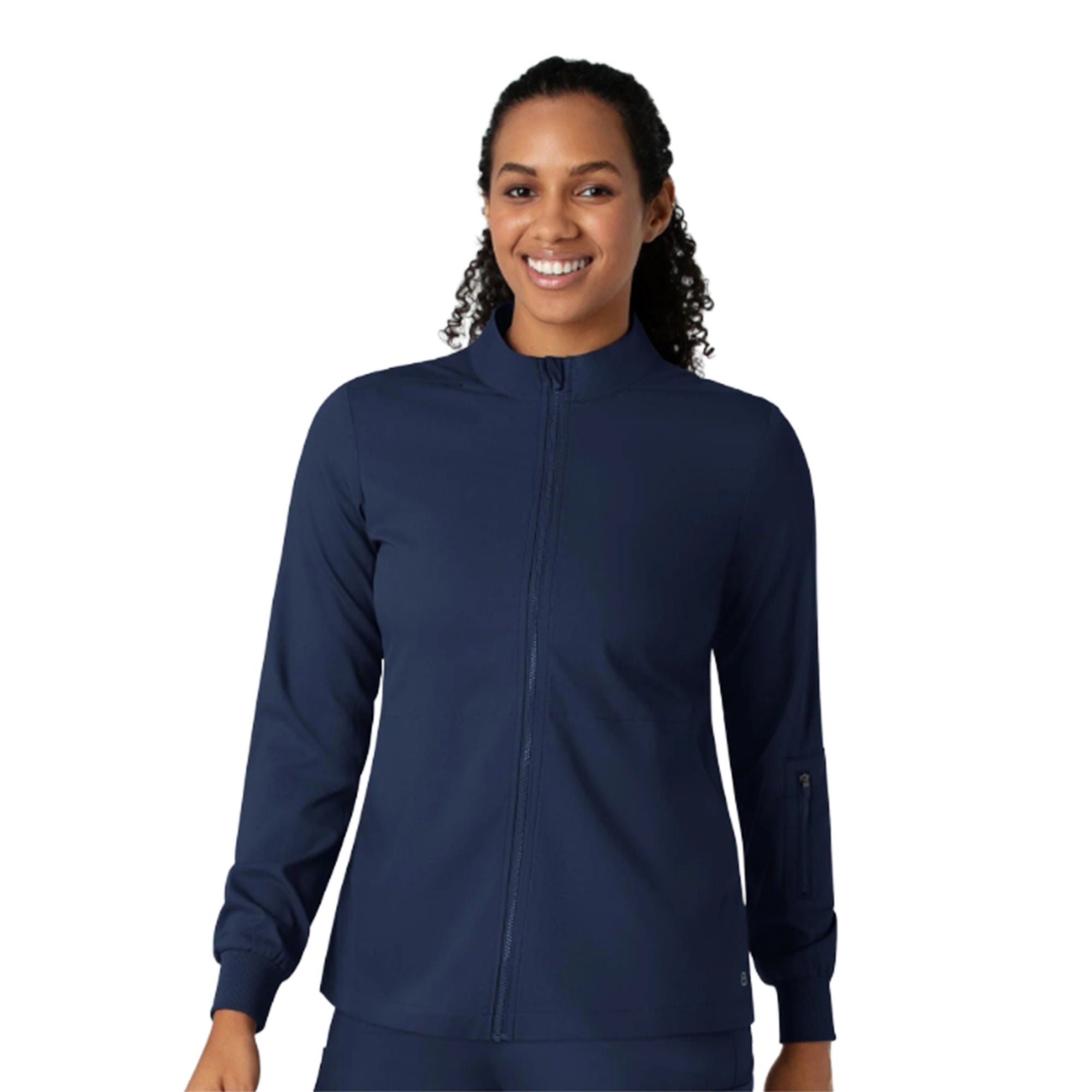 Fashion Seal Uniforms - 8151-NAVY-L Warm-Up Jacket Wink™ Boundless Navy Blue Large Hip Length 50% Polyester / 43% Recycled Polyester / 7% Spandex Reusable