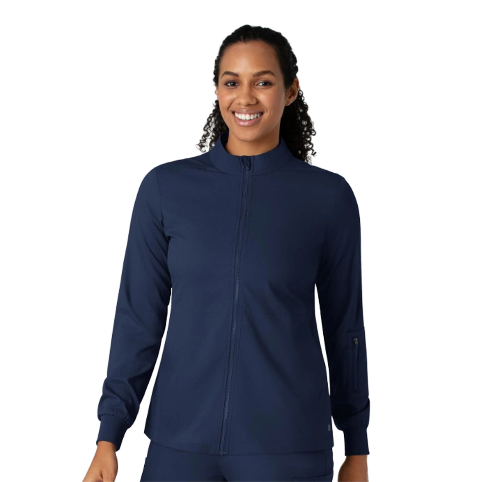 Fashion Seal Uniforms - 8151-NAVY-M Warm-Up Jacket Wink™ Boundless Navy Blue Medium Hip Length 50% Polyester / 43% Recycled Polyester / 7% Spandex Reusable