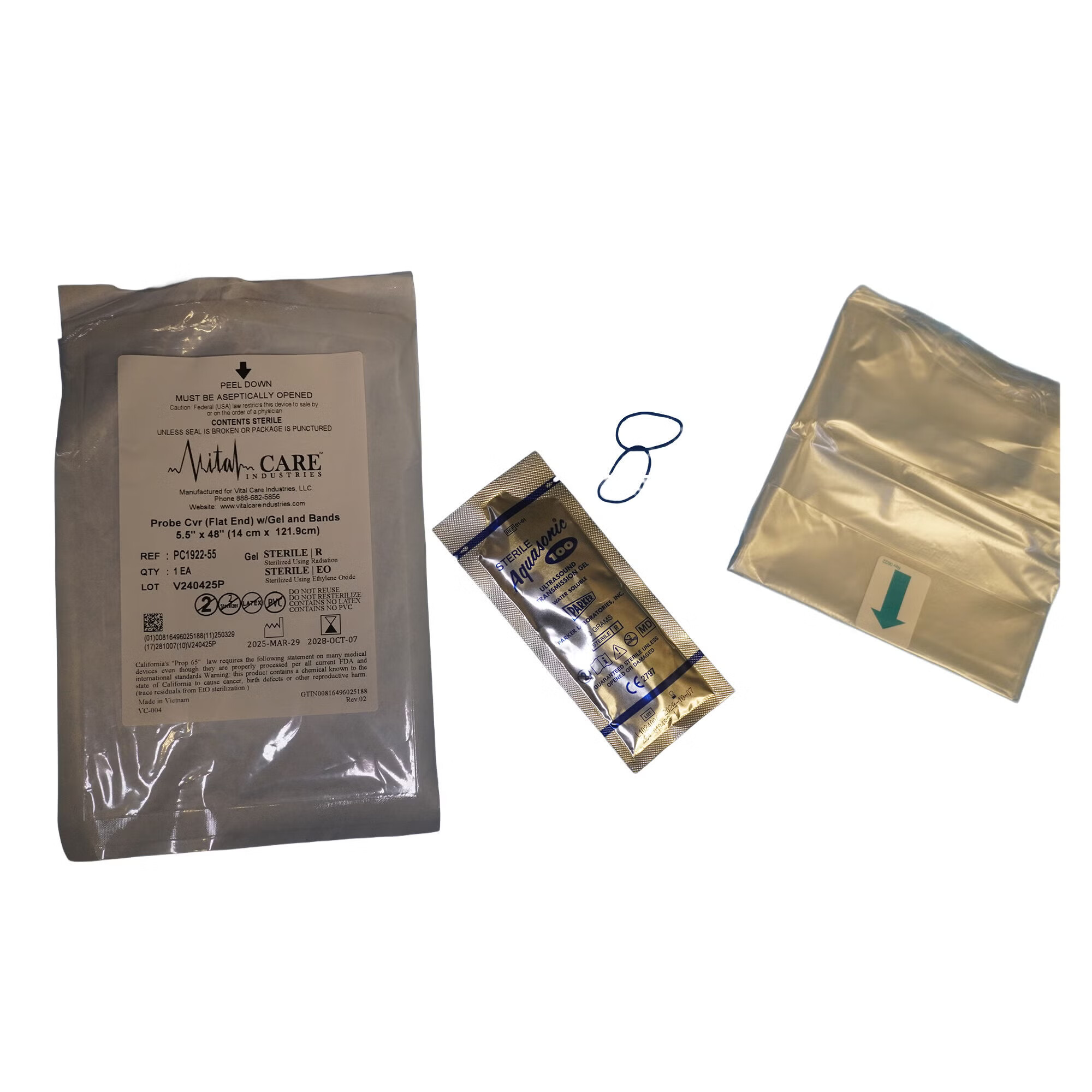 Vital Care Industries LLC - PC1922-55 Ultrasound Probe Cover Vital Care™ 5-1/5 X 48 Inch Plastic Sterile