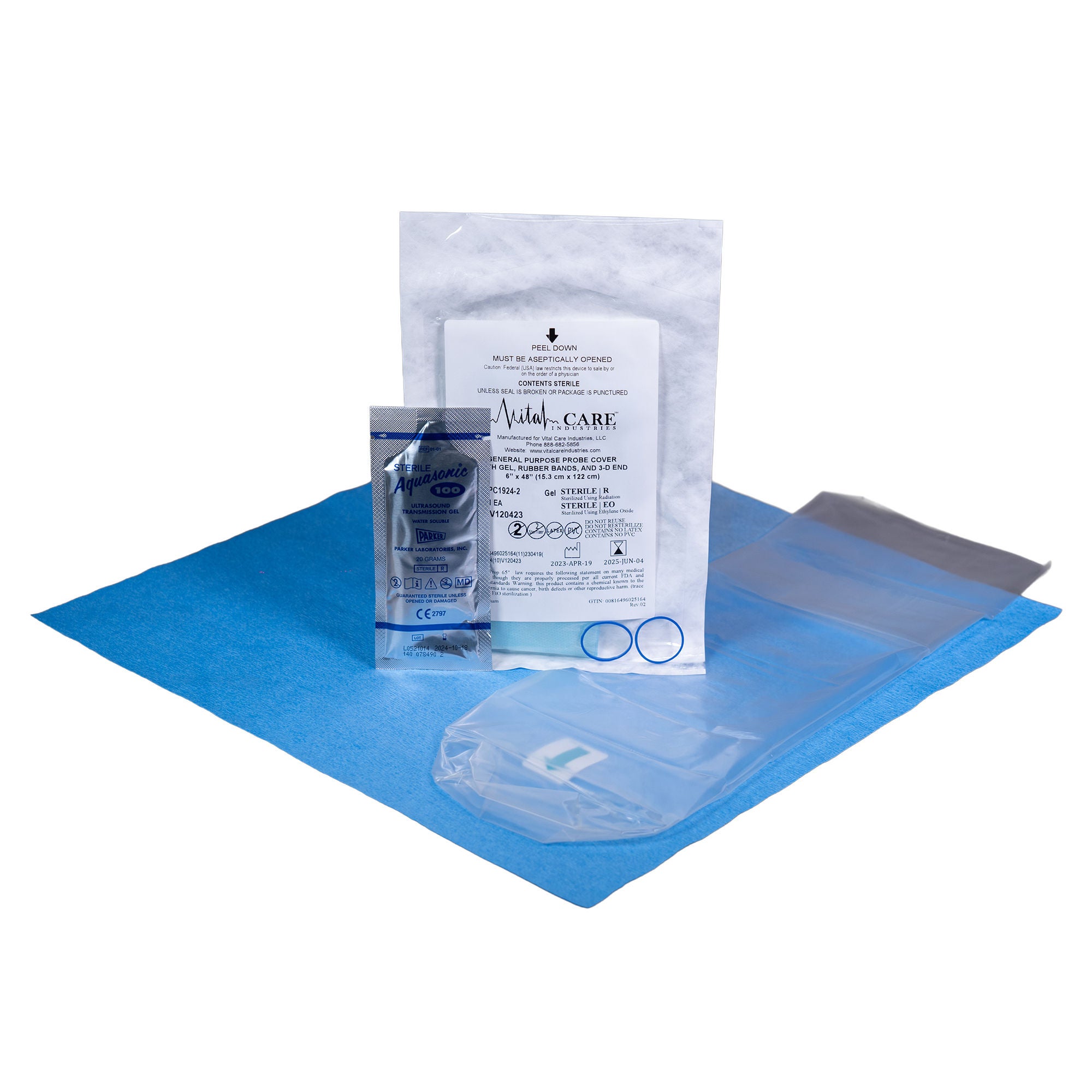Vital Care Industries LLC - PC1924-2 Ultrasound Probe Cover Vital Care™ 6 X 48 Inch Plastic Sterile