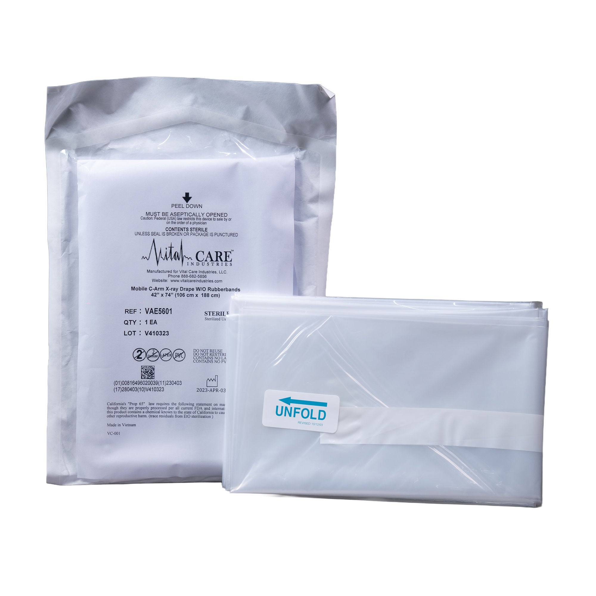 Vital Care Industries LLC - VAE5601 C-Arm Mobile X-Ray Drape 42 X 74 Inch For Mobile X-Ray Equipment
