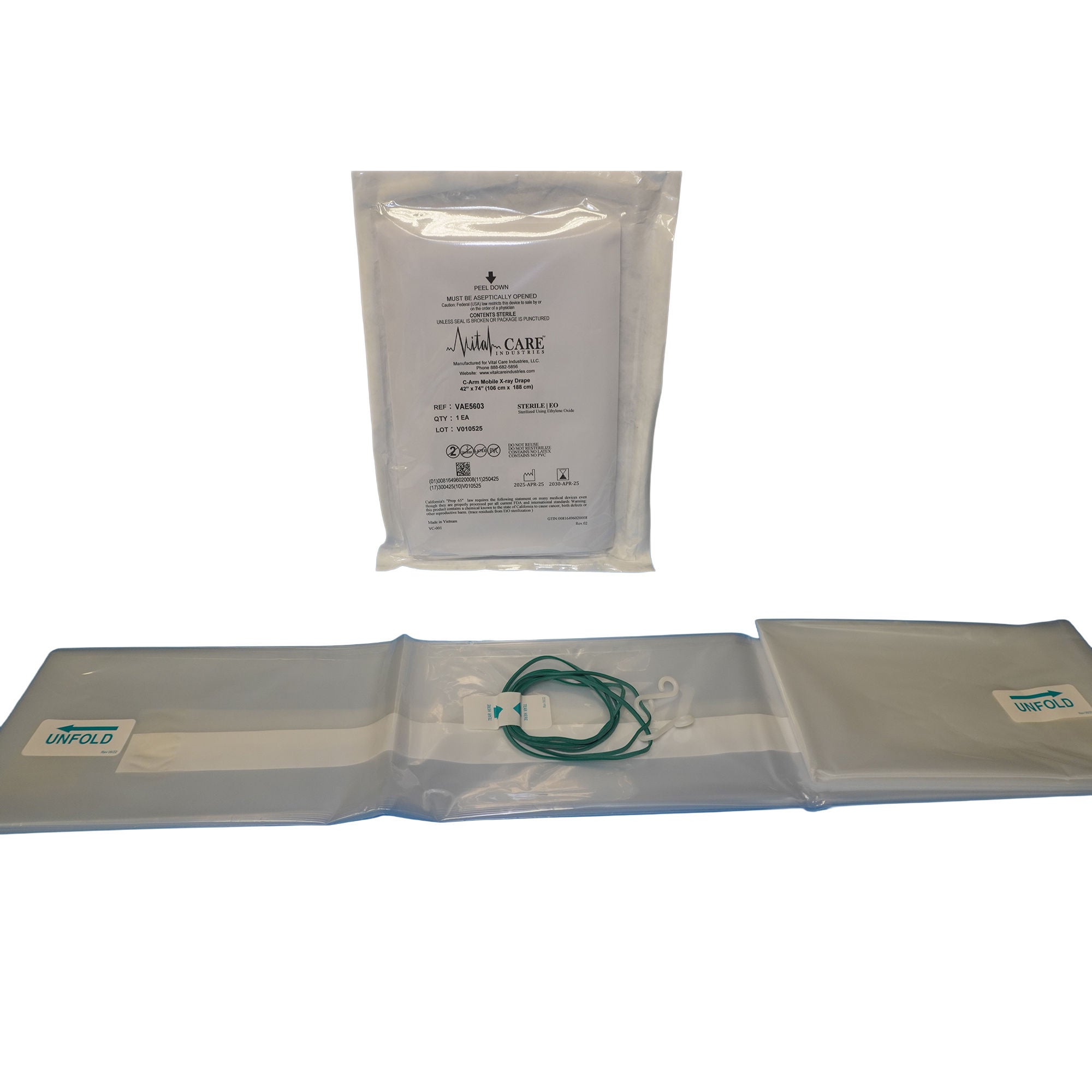 Vital Care Industries LLC - VAE5603 C-Arm Mobile X-Ray Drape 42 X 74 Inch For Mobile X-Ray Equipment