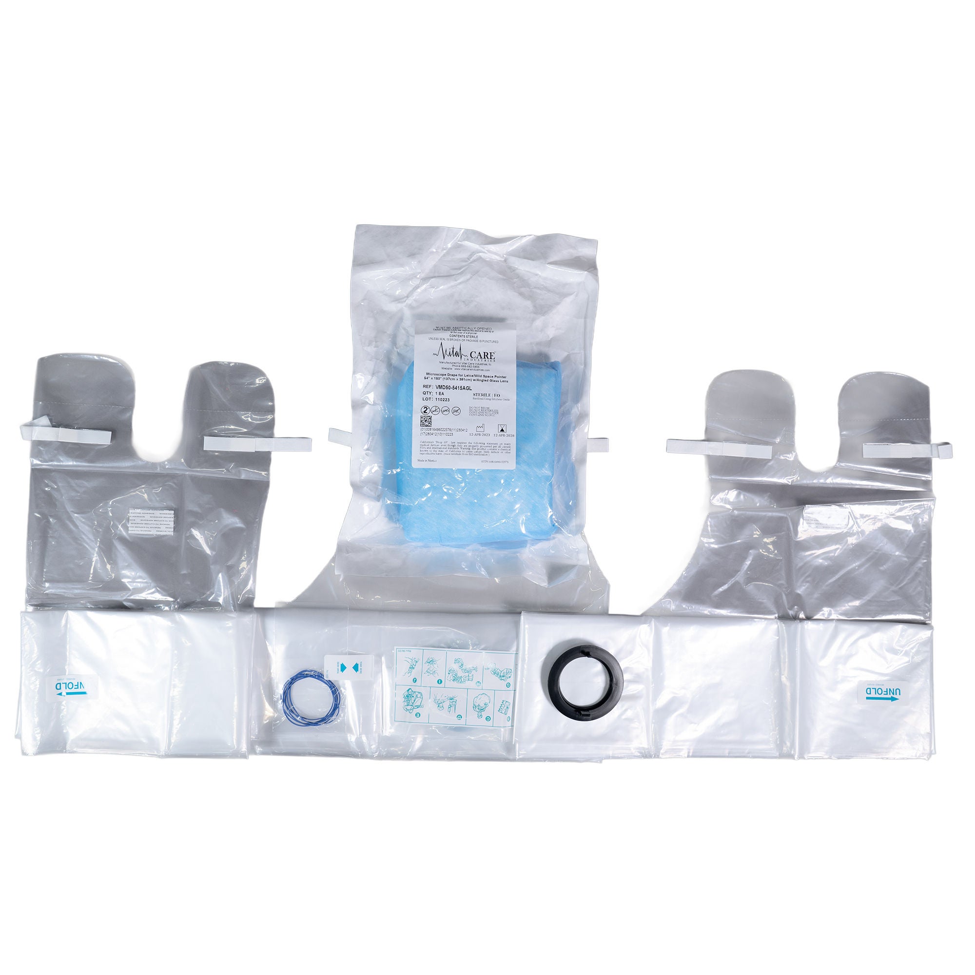 Vital Care Industries LLC - VMD50-5415AGL Microscope Drape Leica 54 X 150 Inch For Leica MS Drape with Angled Glass Lens