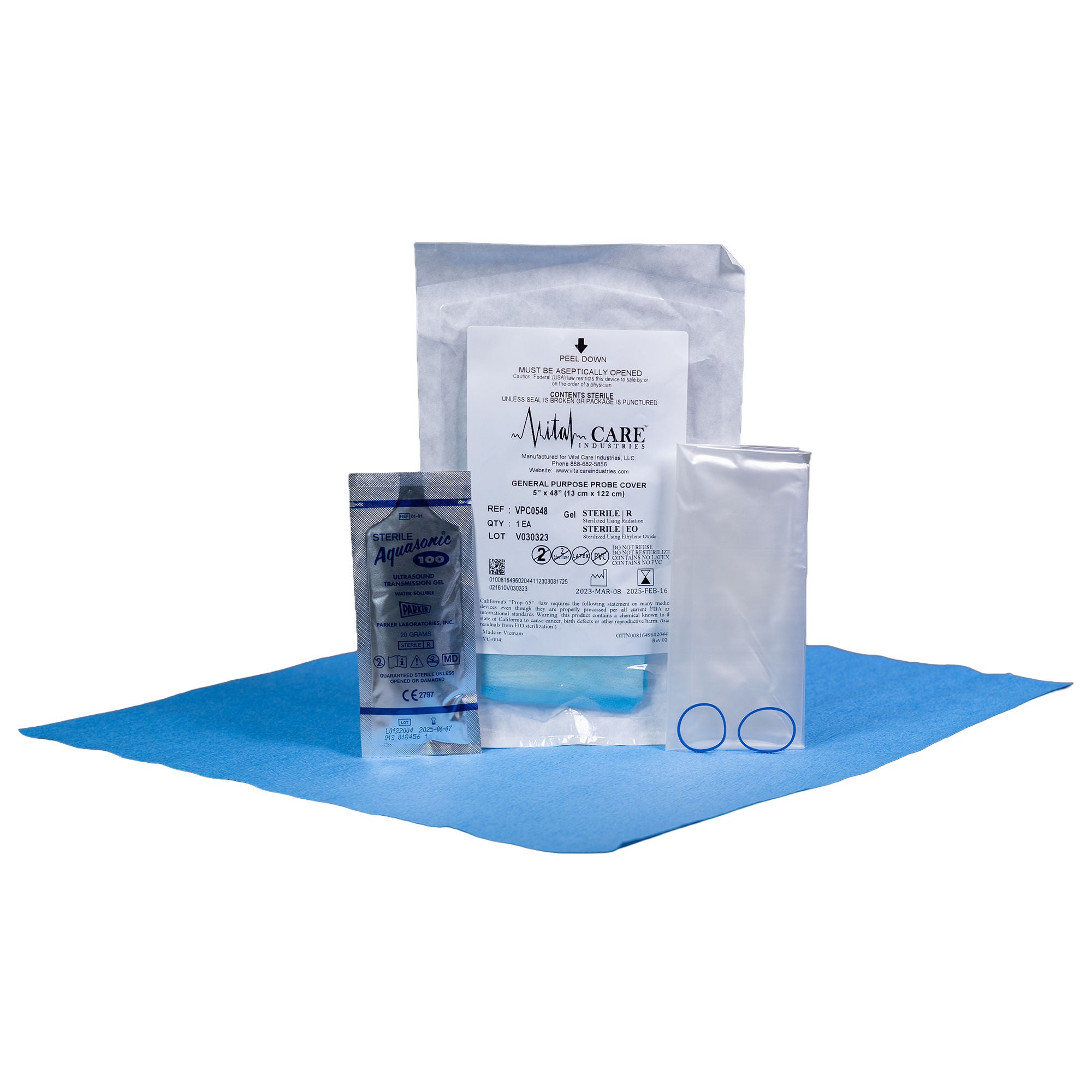 Vital Care Industries LLC - VPC0548 Ultrasound Probe Cover Kit Vital Care™ 4 X 24 Inch Polyethylene Sterile Folded