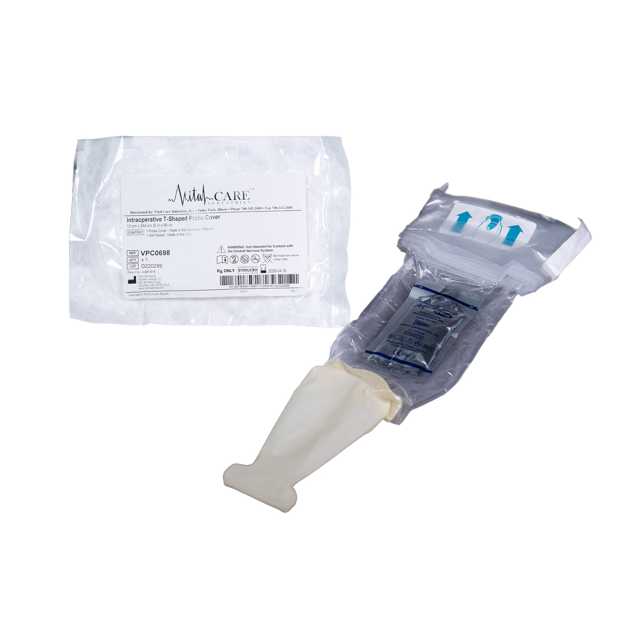 Vital Care Industries LLC - VPC0698 Ultrasound Probe Cover Vital Care™ 5 X 96 Inch Plastic Sterile Folded
