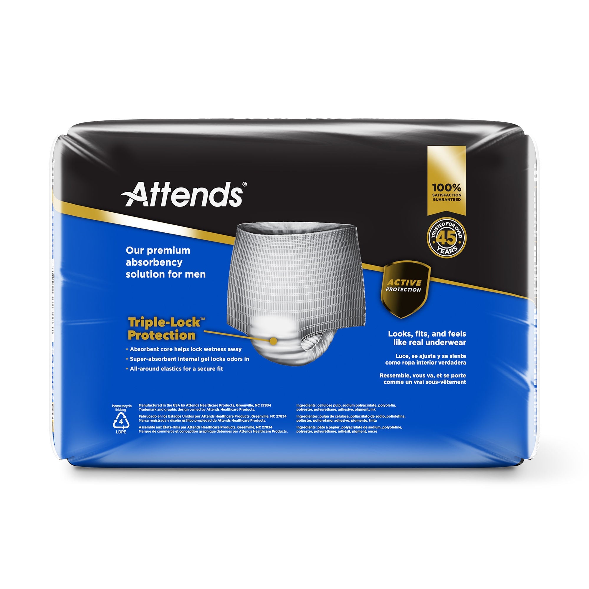 Attends Healthcare Products - PRMM20 Absorbent Underwear Attends® Premium Pull On with Tear Away Seams Adult Small / Medium Male Disposable Heavy Absorbency
