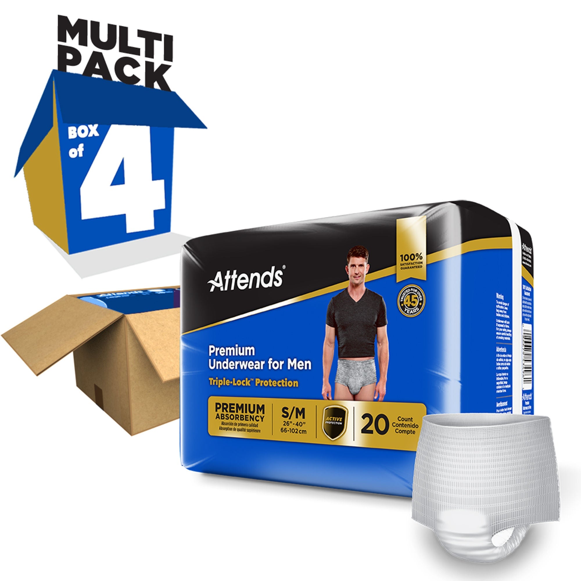 Attends Healthcare Products - PRMM20 Absorbent Underwear Attends® Premium Pull On with Tear Away Seams Adult Small / Medium Male Disposable Heavy Absorbency