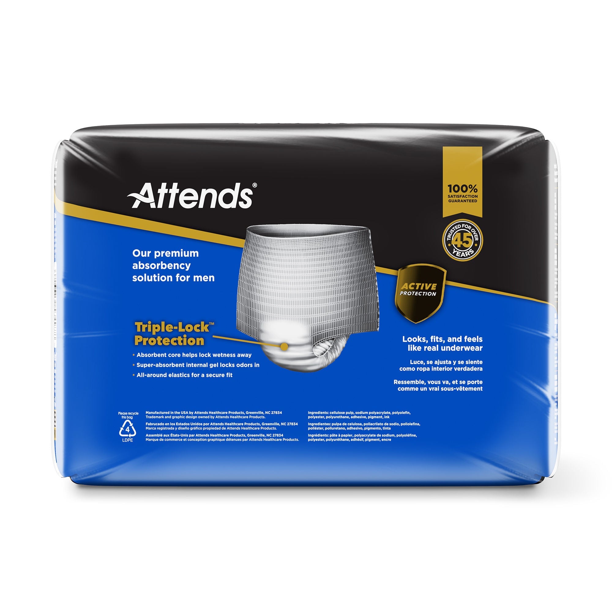Attends Healthcare Products - PRMM30 Absorbent Underwear Attends® Premium Pull On with Tear Away Seams Adult Large Male Disposable Heavy Absorbency
